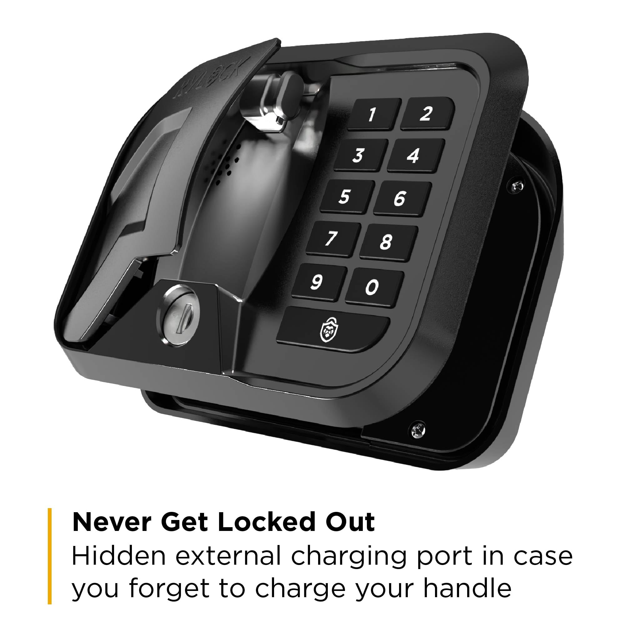 RVLock Trek RV Keyless Entry Door Lock with Bluetooth, USB-C Rechargeable, 5-Button Key Fob & 10-Digit Keypad - Secure Your RV, Camper or Trailer for Outdoor Adventures