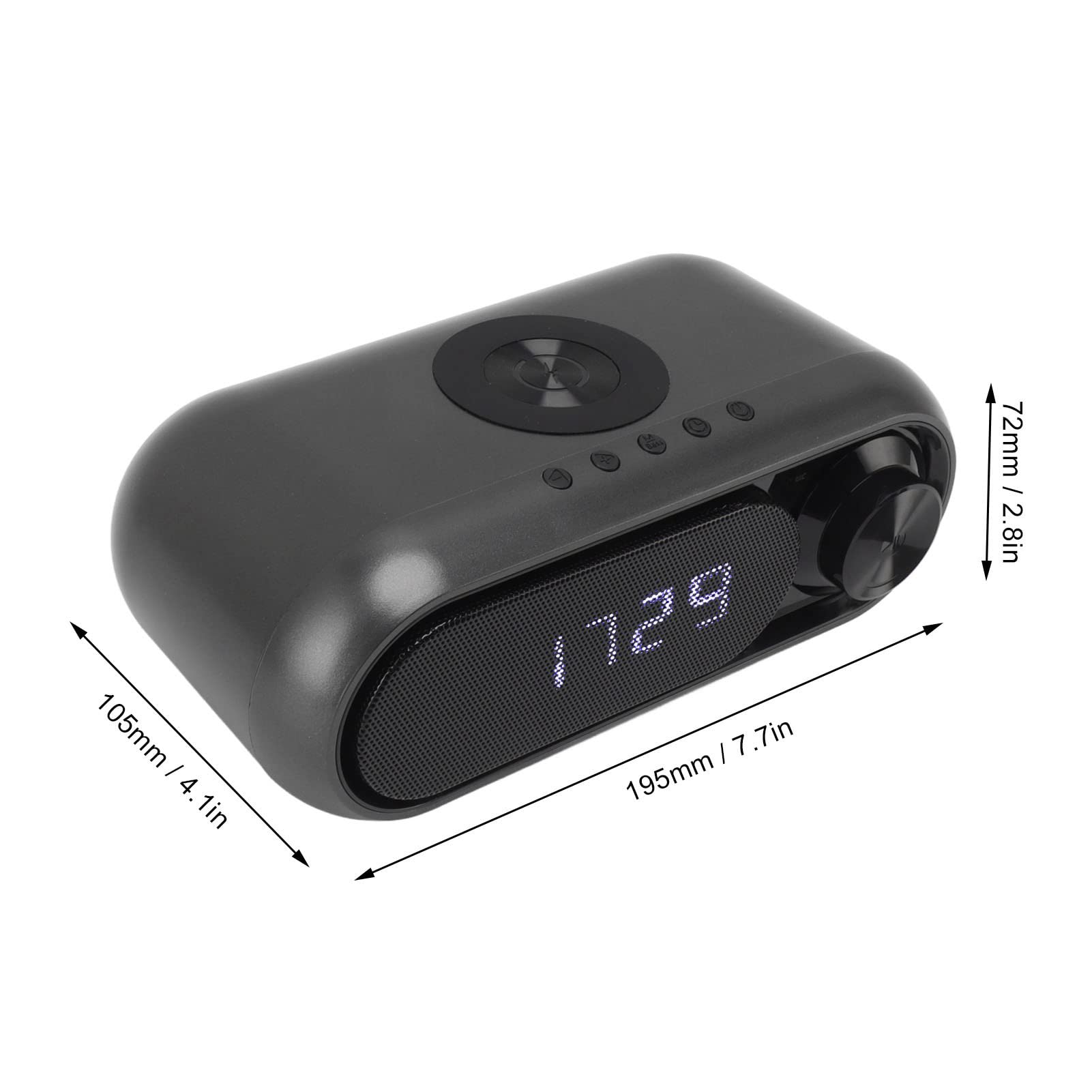 Wireless Charging Digital Alarm Clock with Bluetooth Speaker, FM Radio & LED Display - Modern Bedside Clock for Bedroom, Office, Nightstand (Iron Gray, 10W) - Perfect for Home, Travel & Gifts