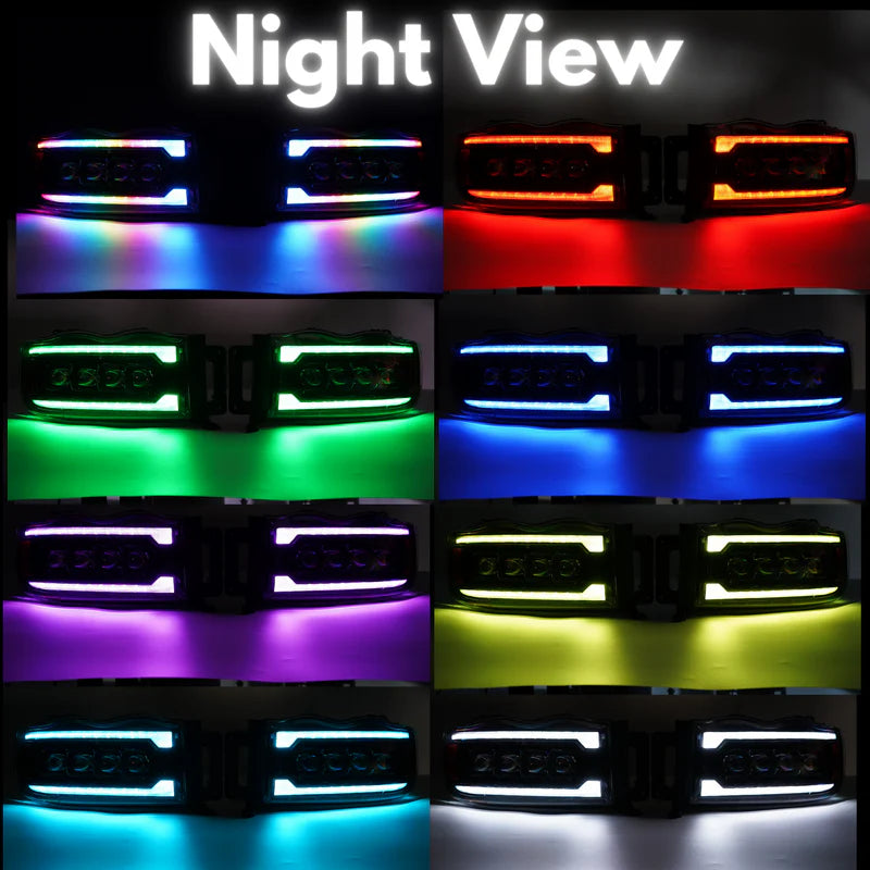 Dodge Ram HD Multicolor Flow Series NOVA Headlights for 2002-2005 Models - Upgrade Your Truck Lighting for Night Driving & Off-Road Adventures