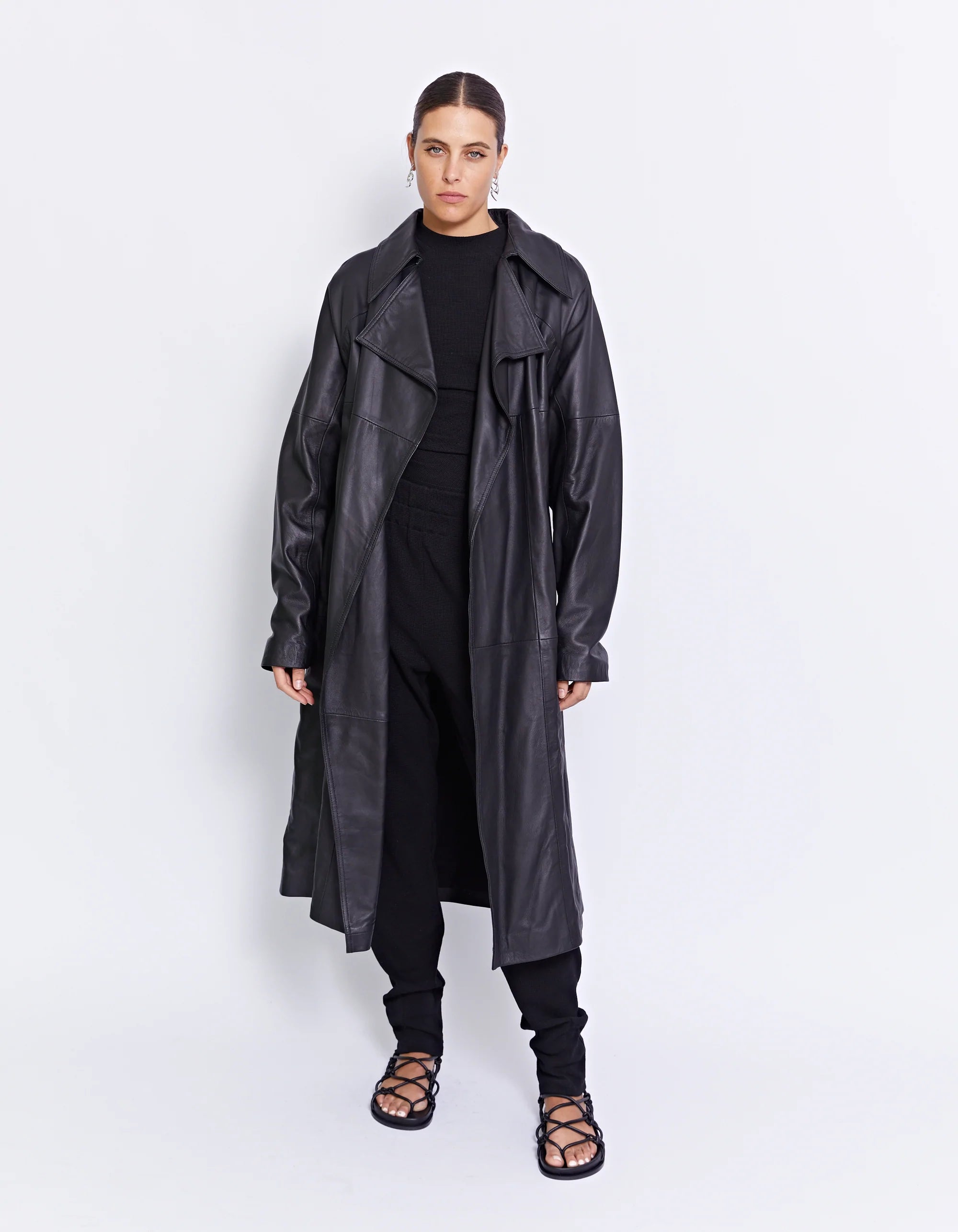 Premium Genuine Leather Trench Coat for Men & Women - Classic Waterproof Windbreaker with Belt - Perfect for Fall, Winter & Formal Occasions
