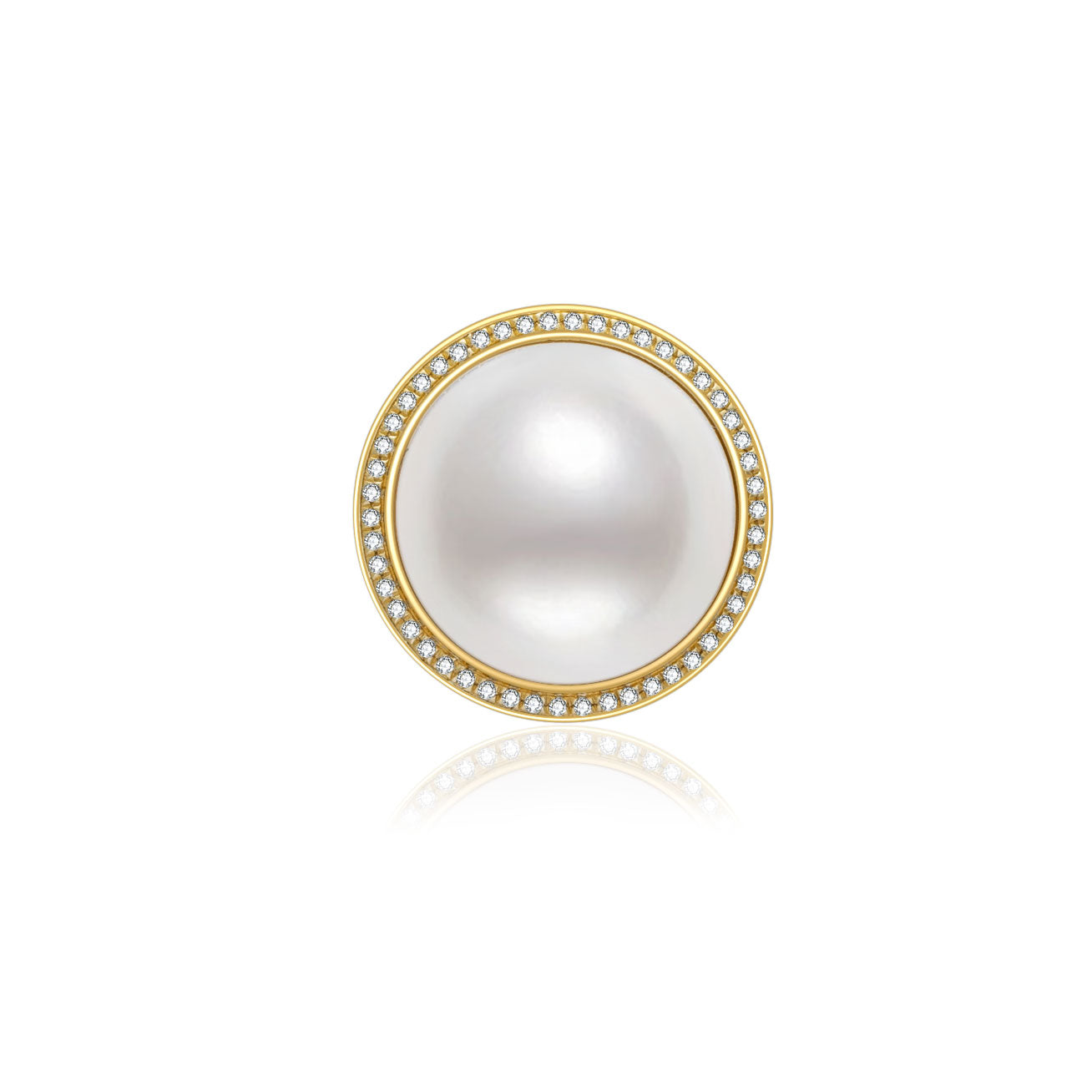 18K Gold Diamond & Edison Pearl Ring KR00057 - Elegant Jewelry for Weddings, Anniversaries & Special Occasions