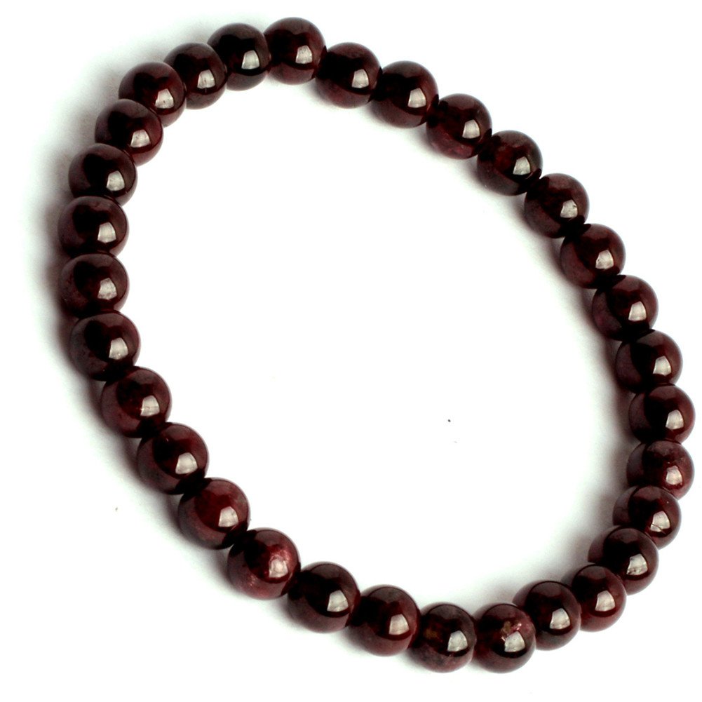 Natural Smooth 6mm Red Wine Garnet Beads Stretchy Rope Bracelet - Handmade Adjustable 7.5 Inch Jewelry for Women | Perfect for Parties, Weddings & Everyday Wear