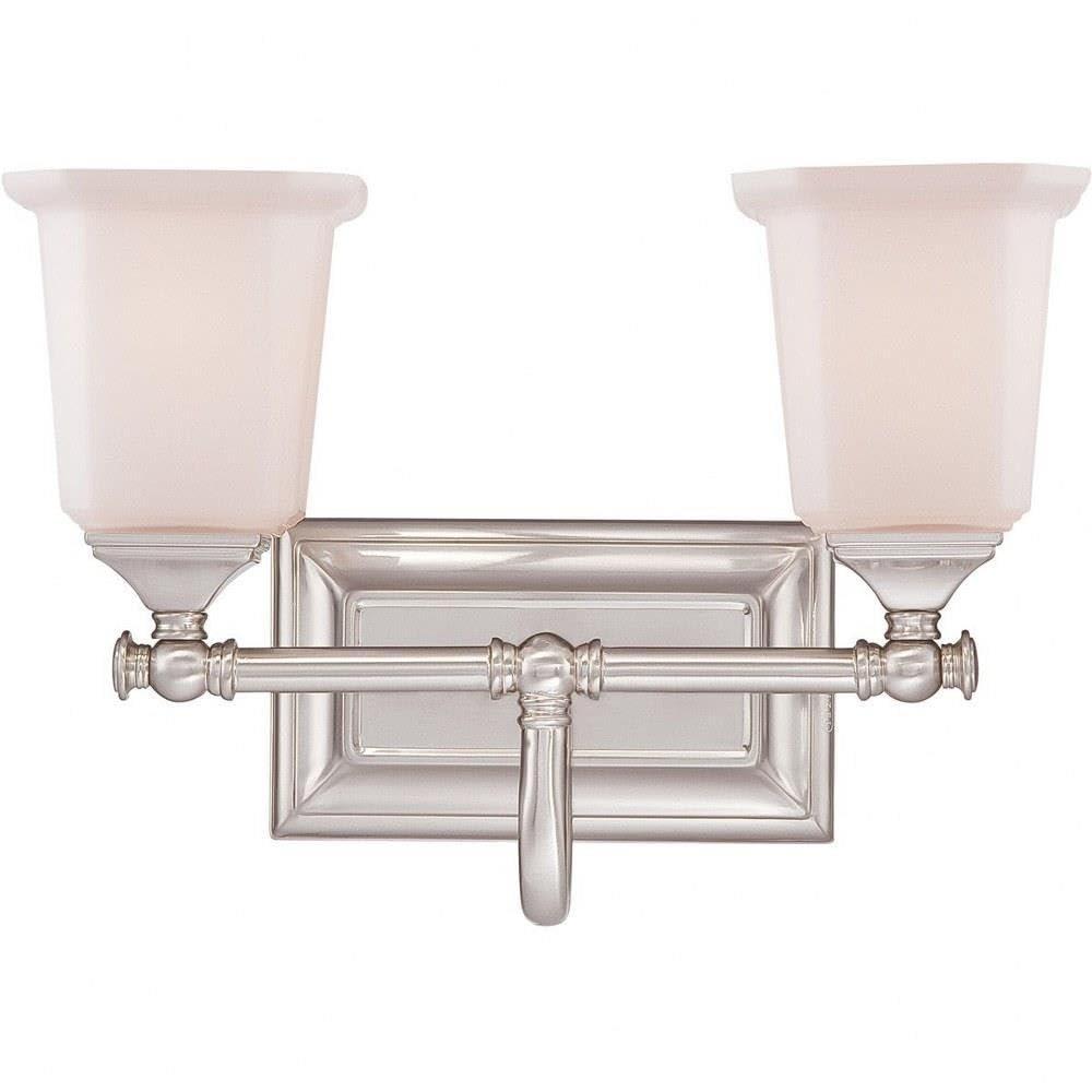 2-Light Brushed Nickel Transitional Bathroom Light Fixture - Modern Vanity Lighting for Bathroom, Powder Room & Dressing Area - 71-BEL-565186
