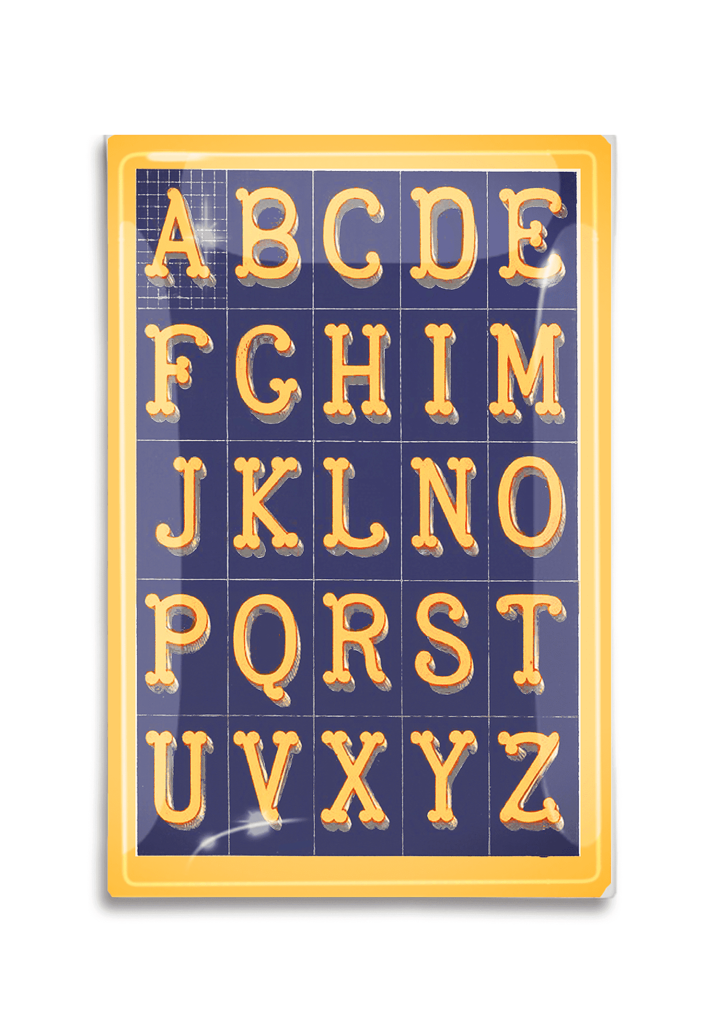 Decorative Alphabet Blue & Yellow Fancy Lettering Glass Tray - Elegant Decoupage Serving Tray for Home Decor, Wedding Centerpiece, and Gift Giving