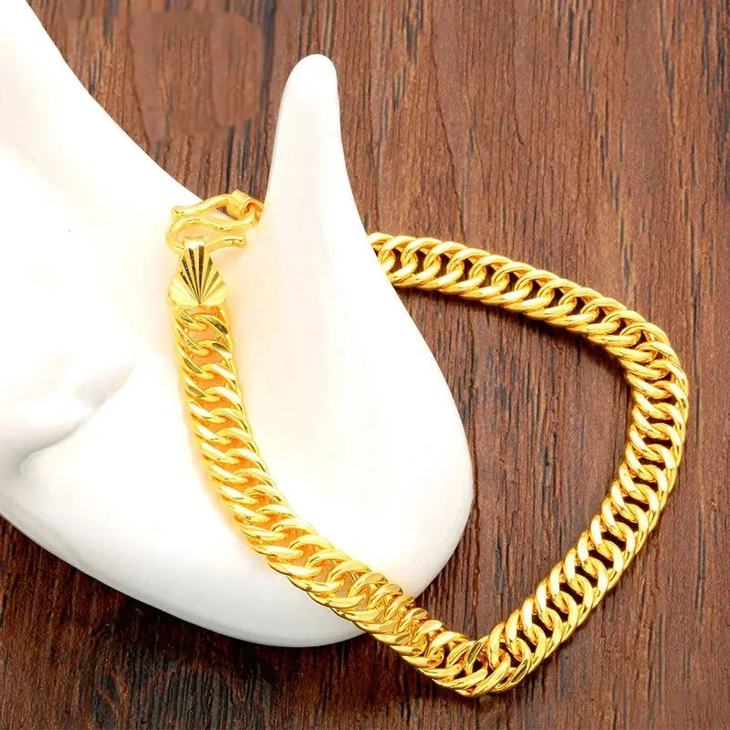 24K Pure Gold Bracelet for Men - 999 Solid Real Gold Bangle, Trendy Classic Cowboy Chain Jewelry - Perfect Gift for Birthday, Anniversary & Special Occasions - Hot New 2023 Collection