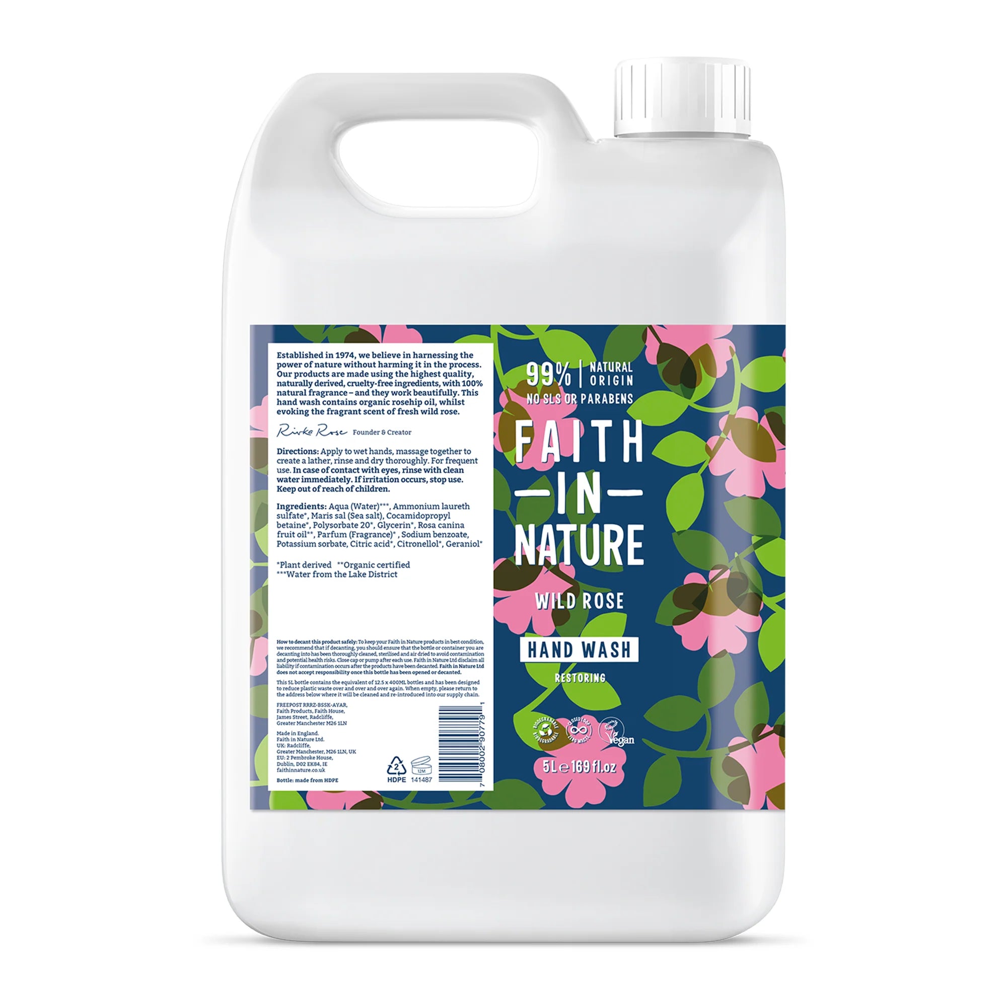 Wild Rose Scented Hand Soap Refill - 5 Liters (1.32 Gallons) | Gentle & Moisturizing for Daily Hand Washing | Perfect for Homes, Offices & Restaurants