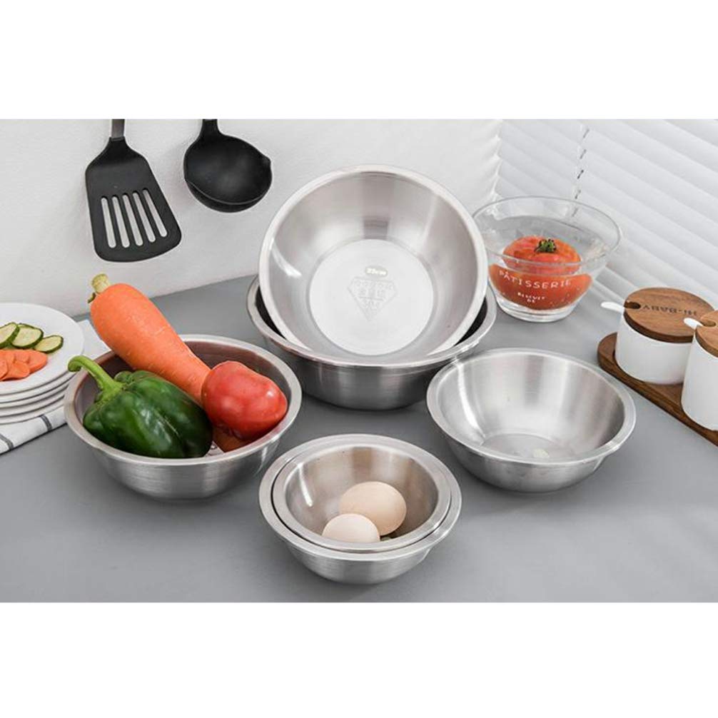 Hemoton 6-Piece Stainless Steel Mixing Bowl Set - Nesting Soup Pots & Food Storage Containers for Cooking, Baking, Meal Prep & Kitchen Organization