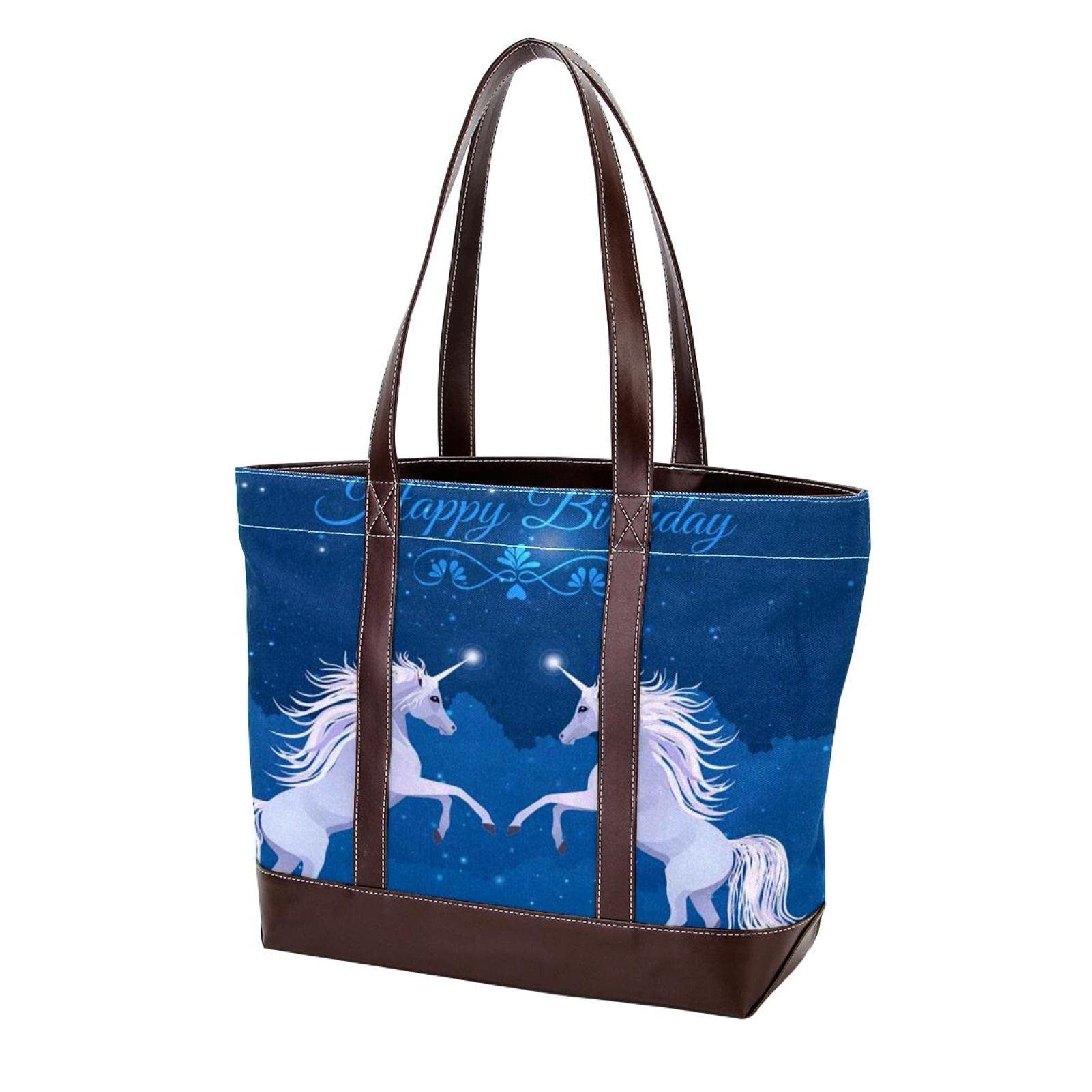 Stylish Large Elephant Print Tote Bag for Women - Durable Leather & Canvas Shoulder Bag, Top Handle Satchel Purse - Perfect for Work, Travel & Shopping