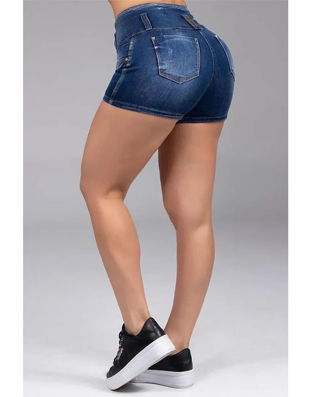 Flamingals Women's High Waist Butt Lifting Denim Shorts with Pockets - Raw Hem Ripped Distressed Jean Shorts for Casual Wear & Summer Outfits