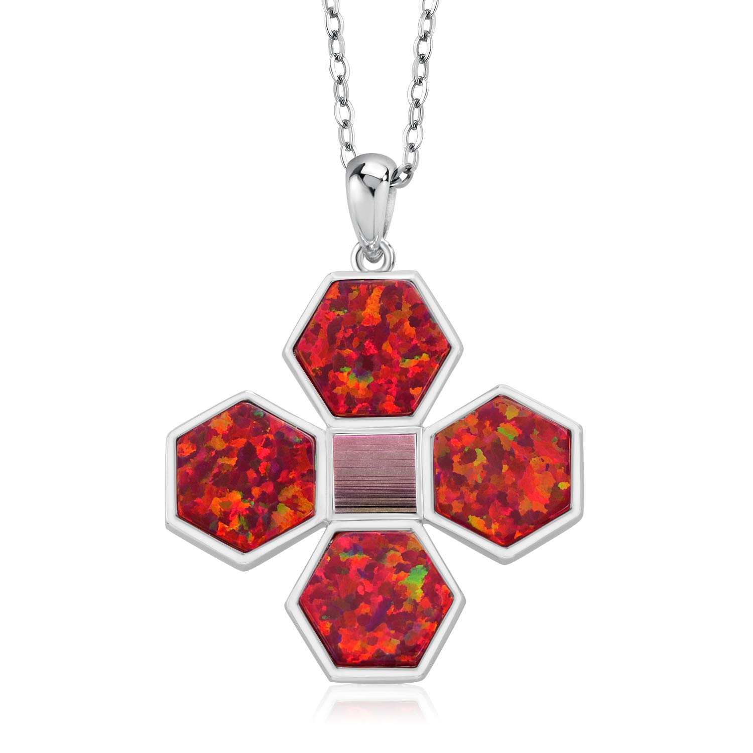 Sterling Silver Opal Pendant Necklace with Nano Bible - Gift for Religious Occasions