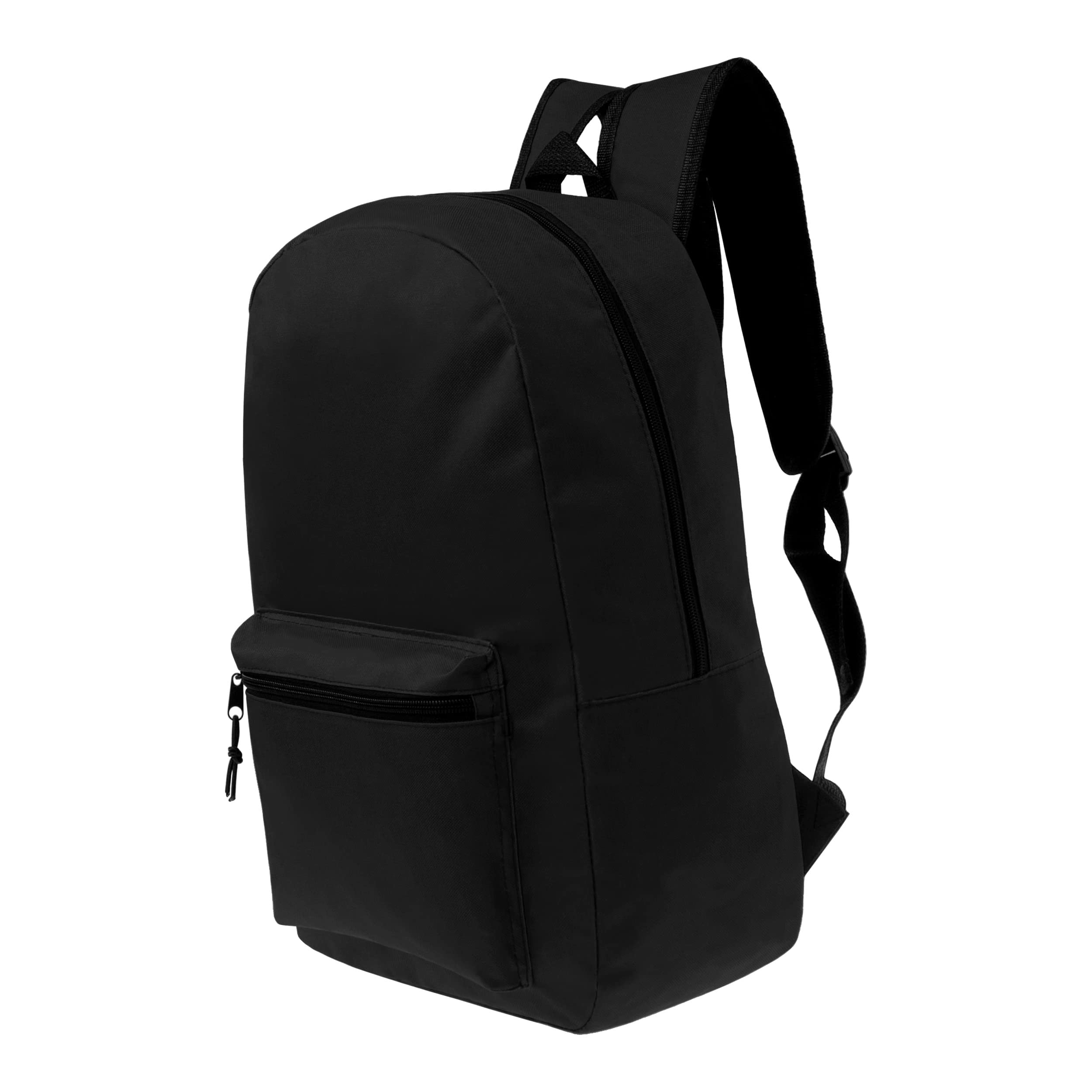 17 Inch Bulk Black Backpacks with 50-Piece Student Supplies Kit - Pens, Pencils, Crayons & More | Wholesale Case of 12 Value Bundle Packs for School, College & Office Use