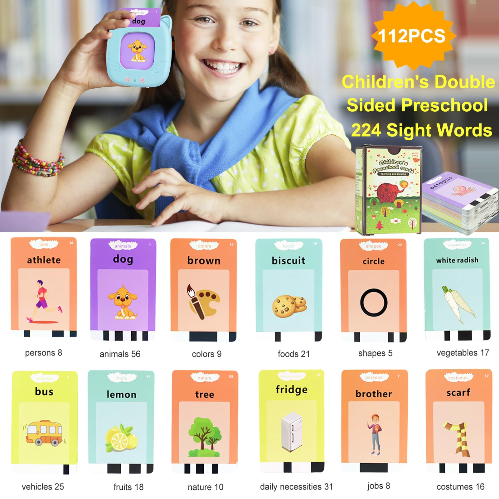 224 Sight Words Talking Flash Cards for Toddlers | Montessori Learning Toys | Speech Therapy & Autism Sensory Toys | Educational Gifts for Kids Ages 2-5 | Perfect for Preschool Learning & Home Schooling