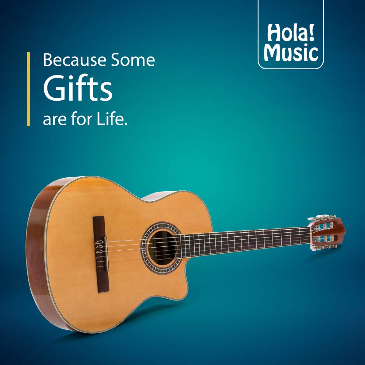 Hola! Music™ Cutaway Classical Guitar 39 Inch Full Size HG-39C with Savarez™ Nylon Strings - Natural Gloss Finish & Free Padded Gig Bag - Perfect for Beginners, Performances & Studio Recording