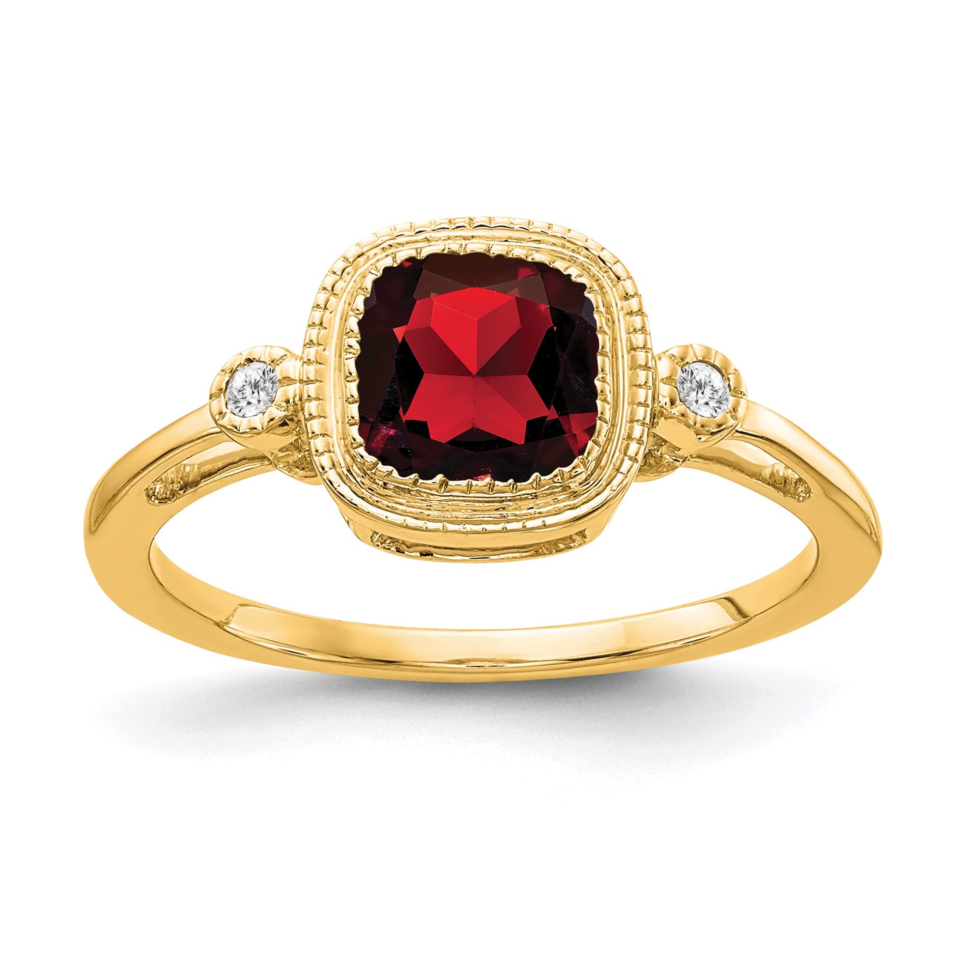 14K Gold Cushion Cut Natural Garnet and Diamond Ring for Women - Elegant Engagement, Wedding, Anniversary Gift (RM3665-GA-003-YA) | Perfect for Special Occasions & Everyday Luxury