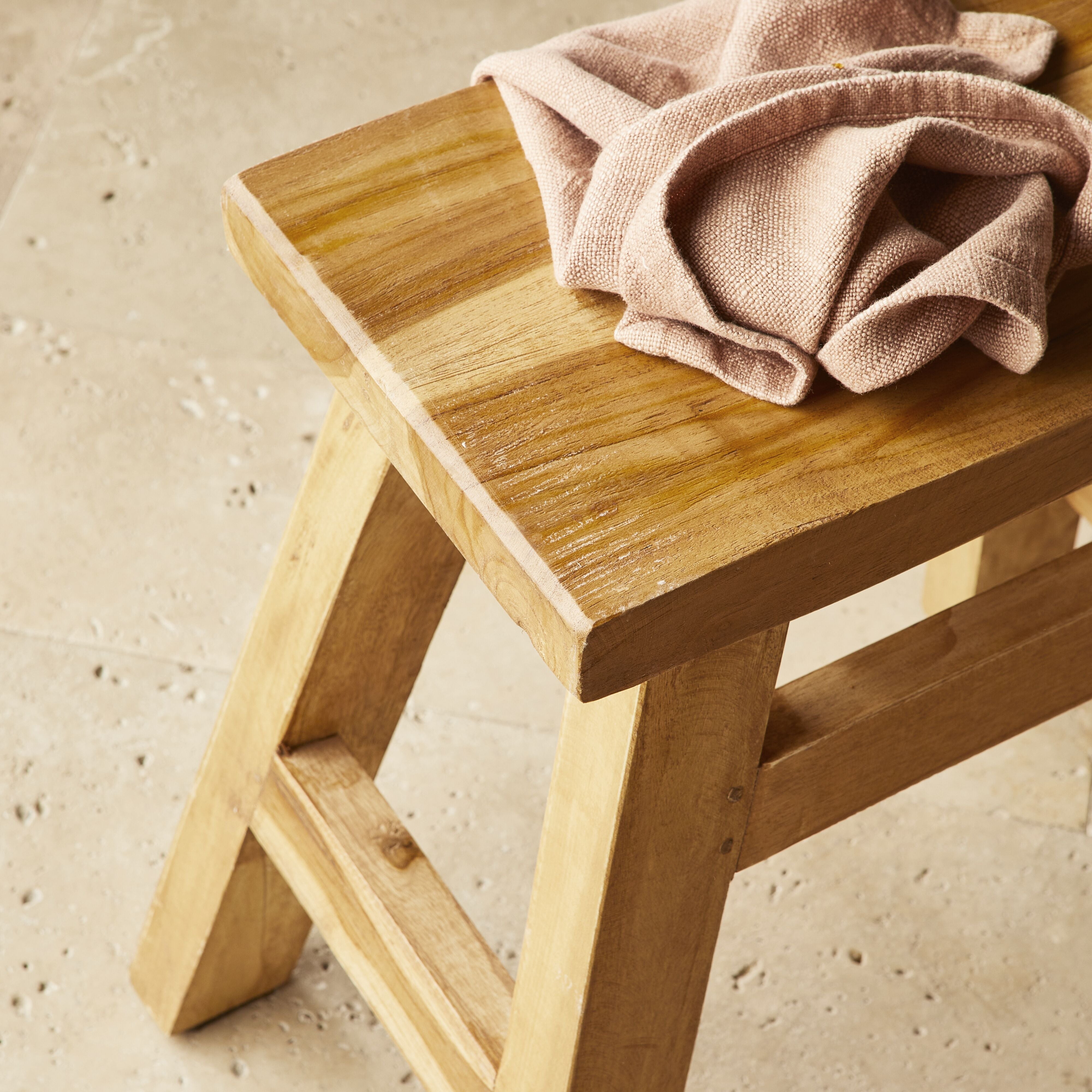 Reclaimed Wood Barndo Low Stool - Rustic Farmhouse Stool for Home Decor, Living Room, Bedroom & Outdoor Use