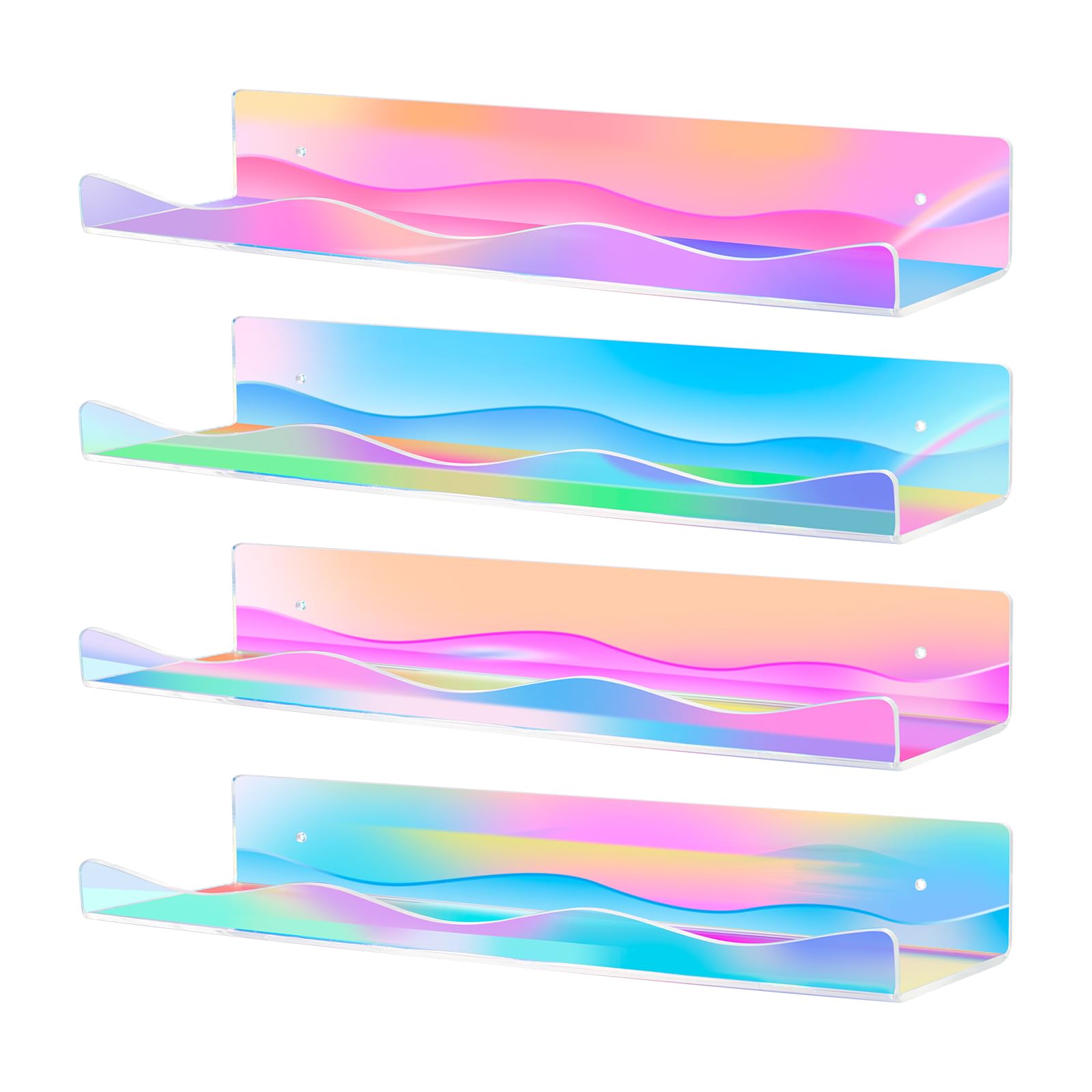 4 Pack Iridescent Acrylic Floating Shelves - 15.7