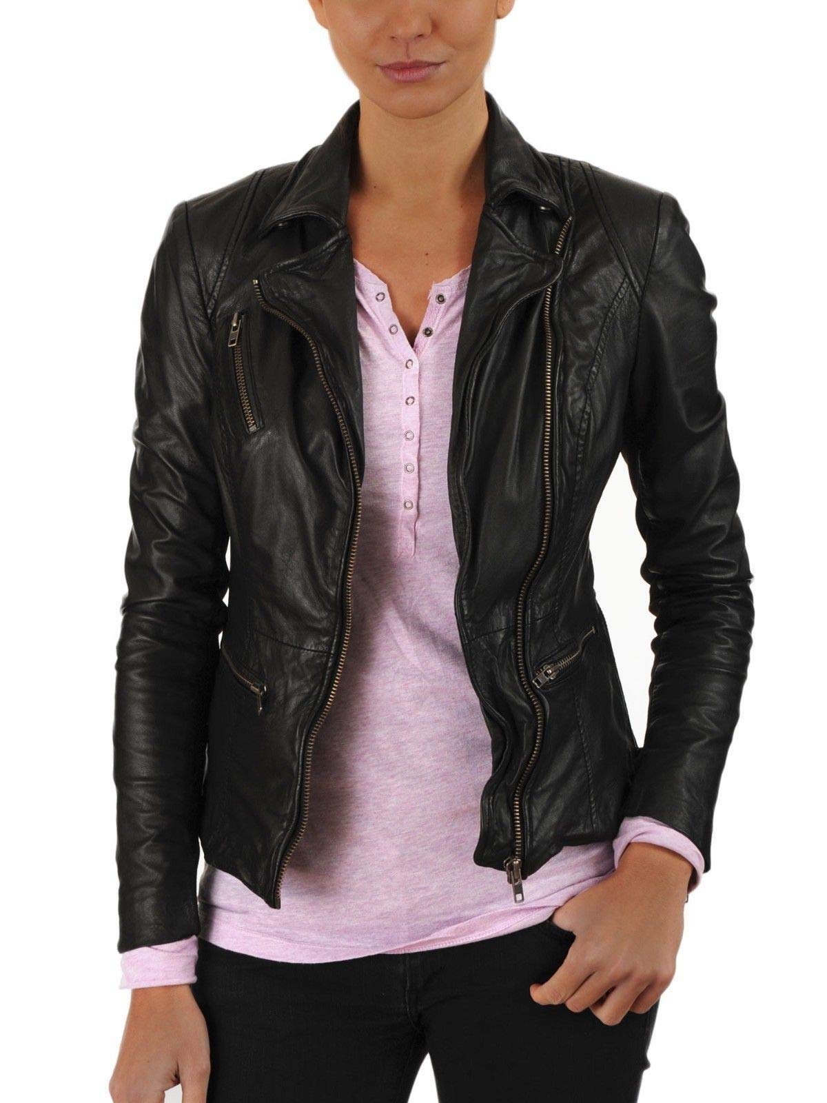 Women's Real Leather Motorcycle Jacket - Stylish Quilted Bomber Biker Jacket for Women, Black Outerwear | Perfect for Riding, Casual Wear & Fashion Outfits