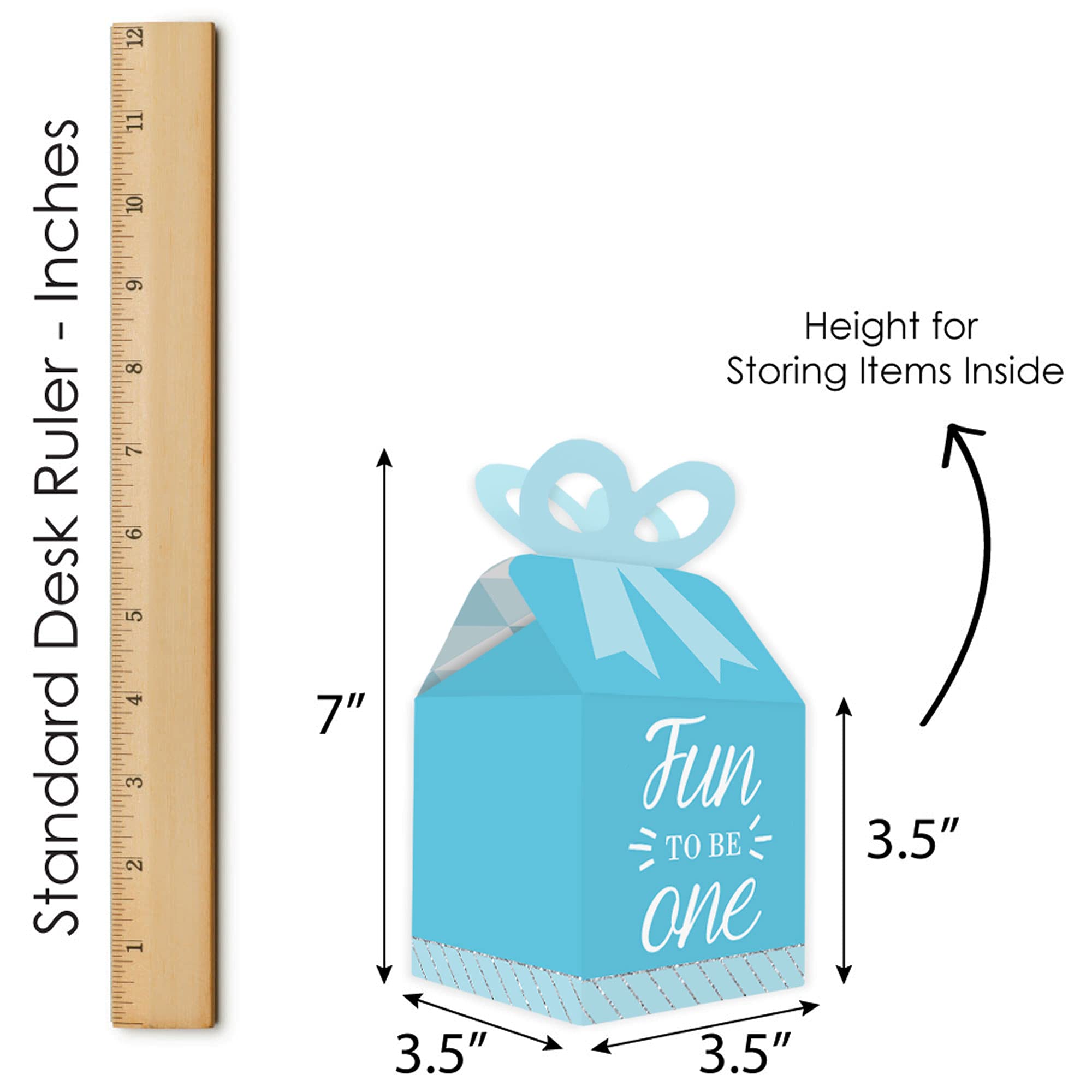 1st Birthday Boy Gift Box Set of 12 - Fun Square Party Favors for Baby Celebration