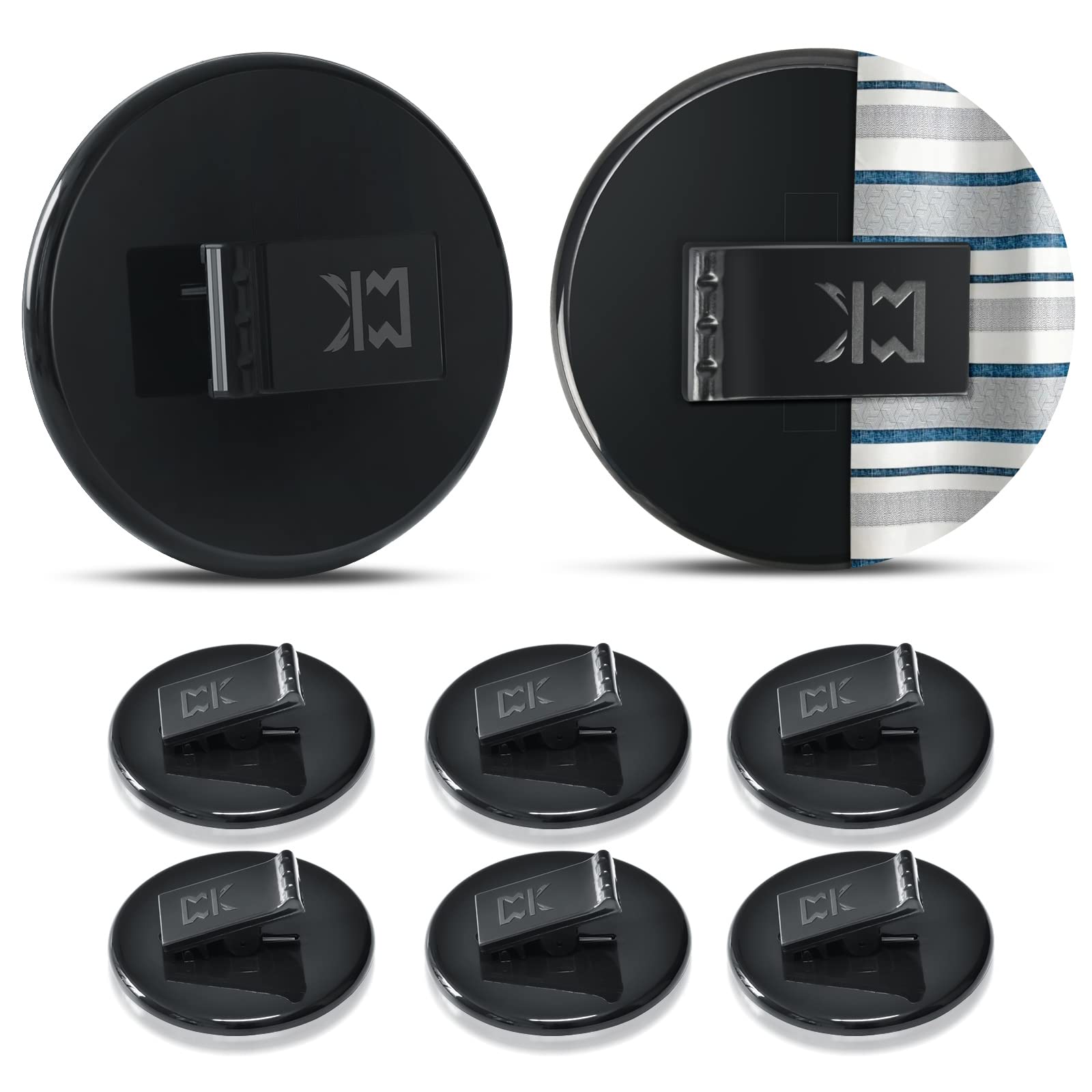 Kitosun 8PCS Black Shower Curtain Clips - Strong Adhesive Water Splash Guards for Bathroom, Secure Shower Liner to Prevent Water Leakage, Windproof & Privacy Protection - Perfect for Home, Hotel, and RV Bathrooms