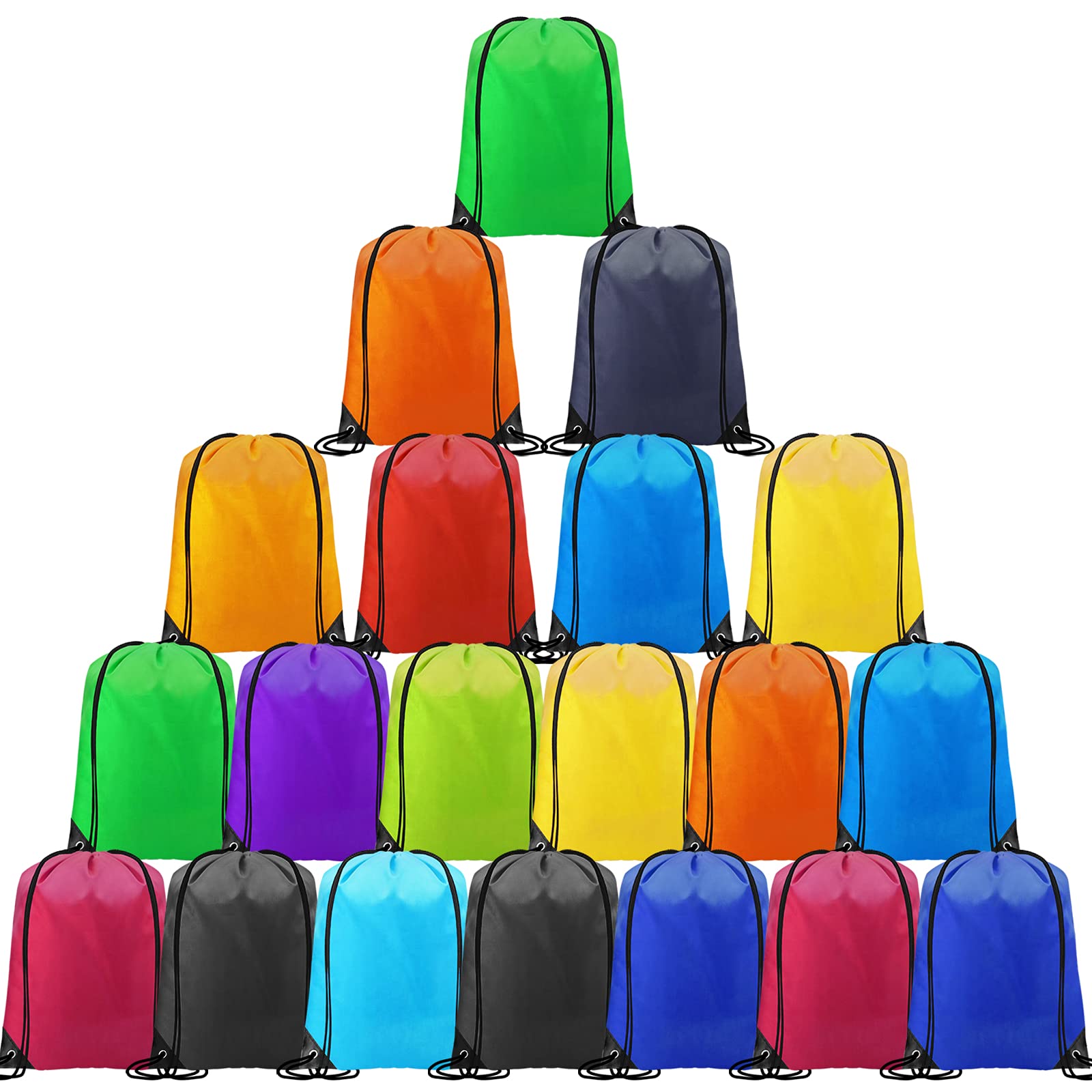 CHEPULA 20-Pack Large Drawstring Backpacks for Women & Men - Bulk Drawstring Bags for Gym, Sports, Travel & Birthday Party Favors - Durable & Lightweight Backpack for School, Beach & Outdoor Activities
