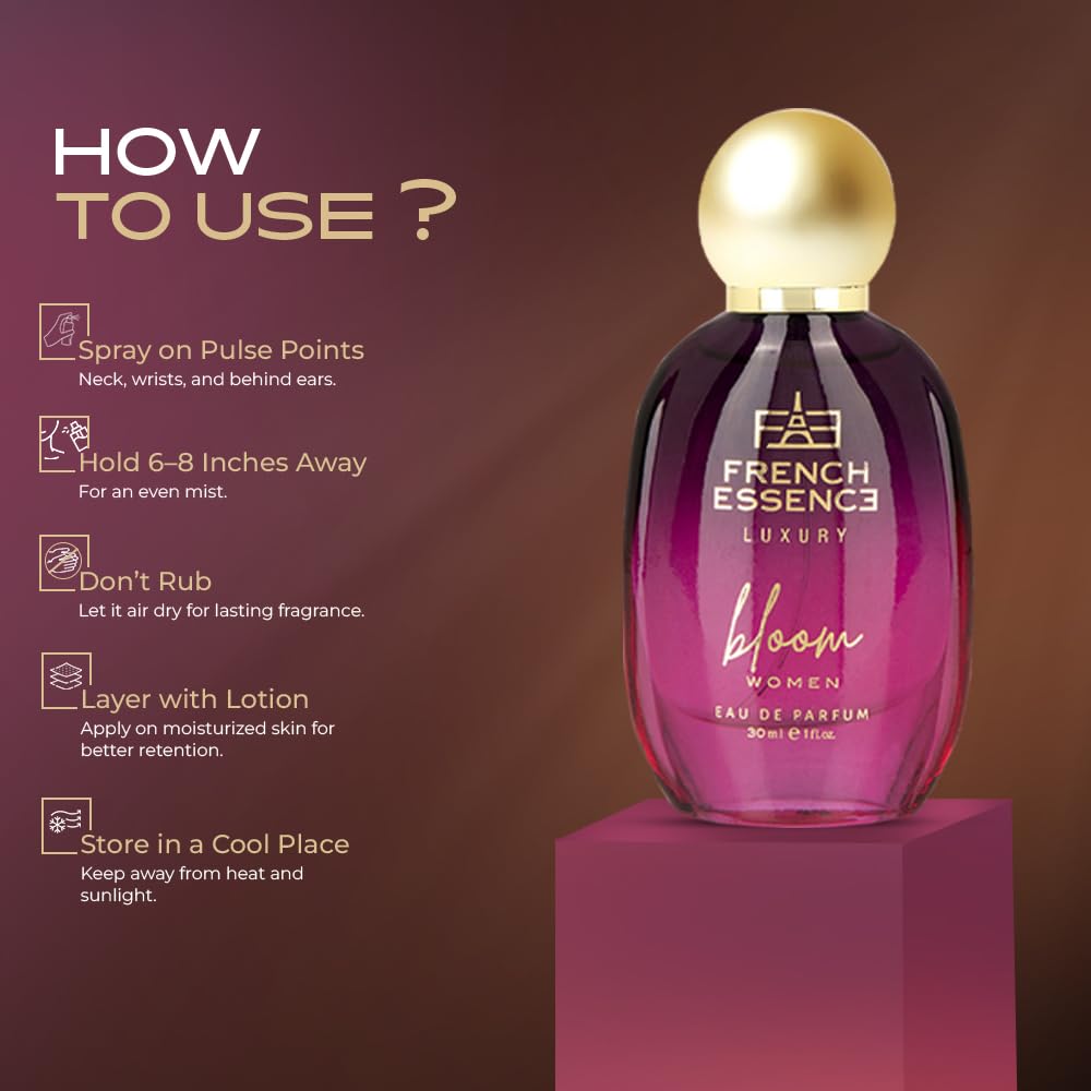 French Essence Luxury Bloom Perfume for Women 30ml | Long Lasting Floral Fragrance | Premium Eau De Parfum Gift Set (Pack of 2) | Perfect for Date Night, Office & Special Occasions