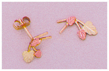 10kt Solid Gold Three-Tone Three-Leaf Stud Earrings Set (Red & Green Leaves) – Perfect for Holidays, Parties, and Everyday Elegance