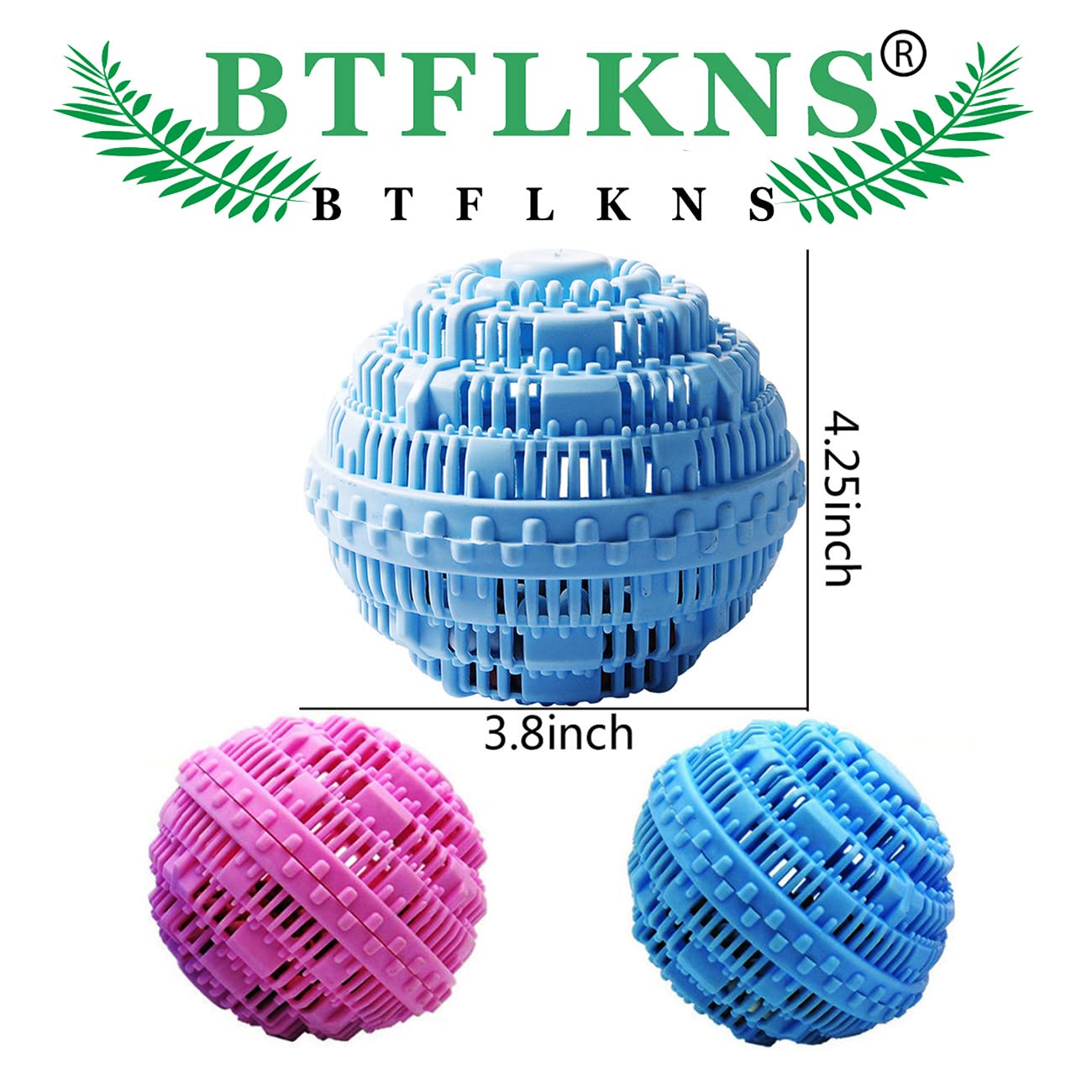 Eco-Friendly Laundry Balls Set - 2pcs Natural Washing Machine Detergent Alternative (Pink & Blue), Reusable for 2000 Washes | Perfect for Sensitive Skin, Baby Clothes & Sustainable Household Cleaning
