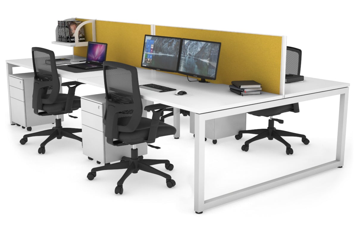Quadro Loop Legs 4 Person Office Workstation - 1800L x 800W with Cable Management Scallop - Ideal for Collaborative Workspaces & Open Office Environments