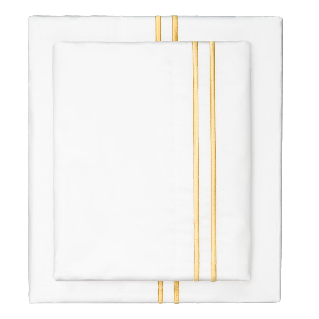 Premium Marigold Yellow Embroidered Sheet Set - Soft 100% Cotton Bedding for Queen Size - Luxury Bedroom Decor & Comfortable Sleep