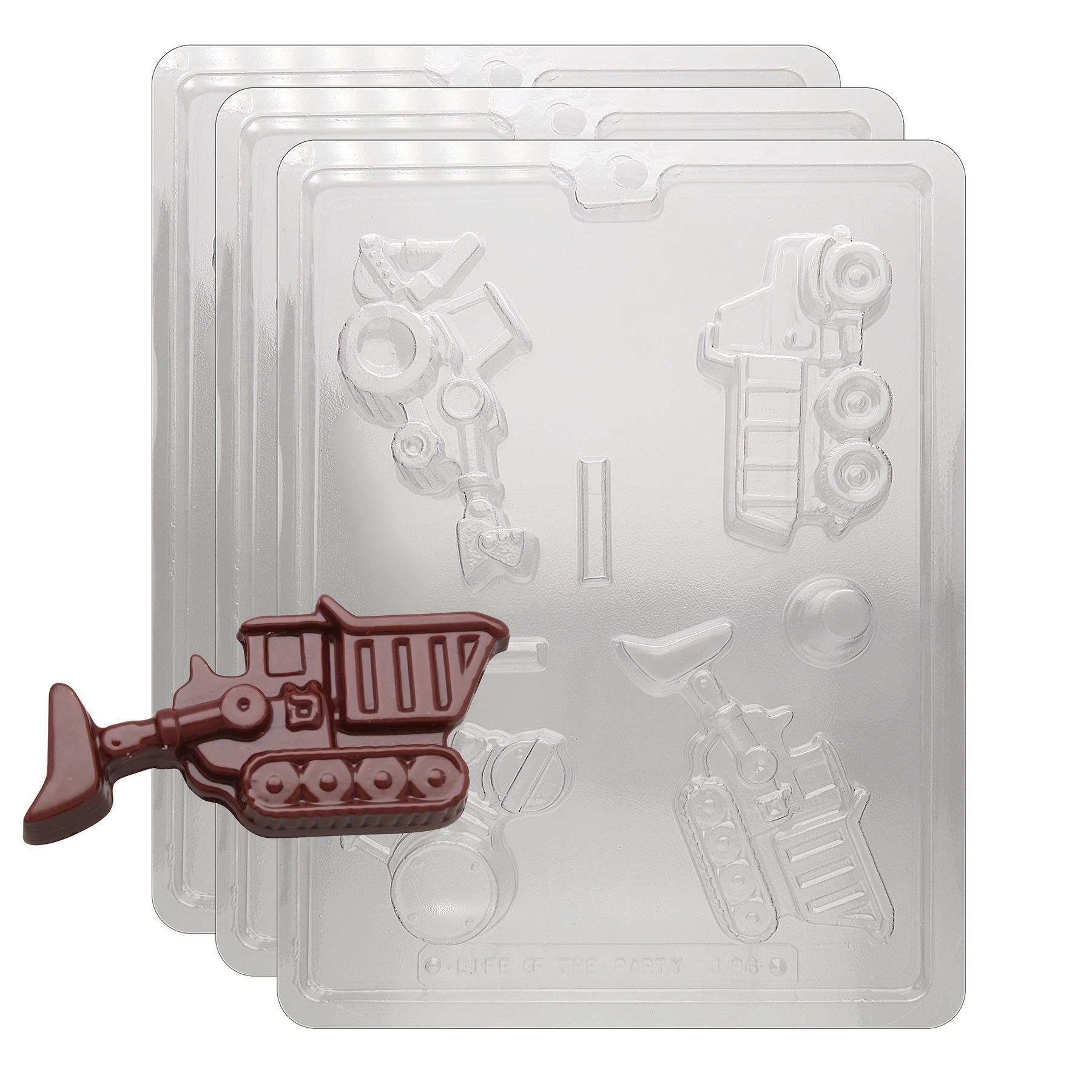 CybrTrayd Construction Vehicles Chocolate Candy Mold - Professional Baking Tool with Step-by-Step Chocolate Molding Guide | Perfect for Birthday Parties, Baby Showers & DIY Chocolate Making