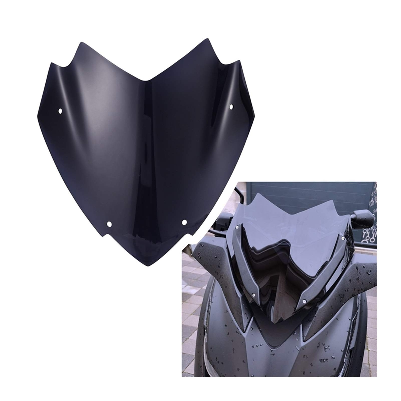 Universal Motorcycle Windshield for Yamaha XMAX250 XMAX300 (2018-2019) - Smoke Blue Sport Wind Visor Deflector Screen - Perfect for Commuting & Long-Distance Riding