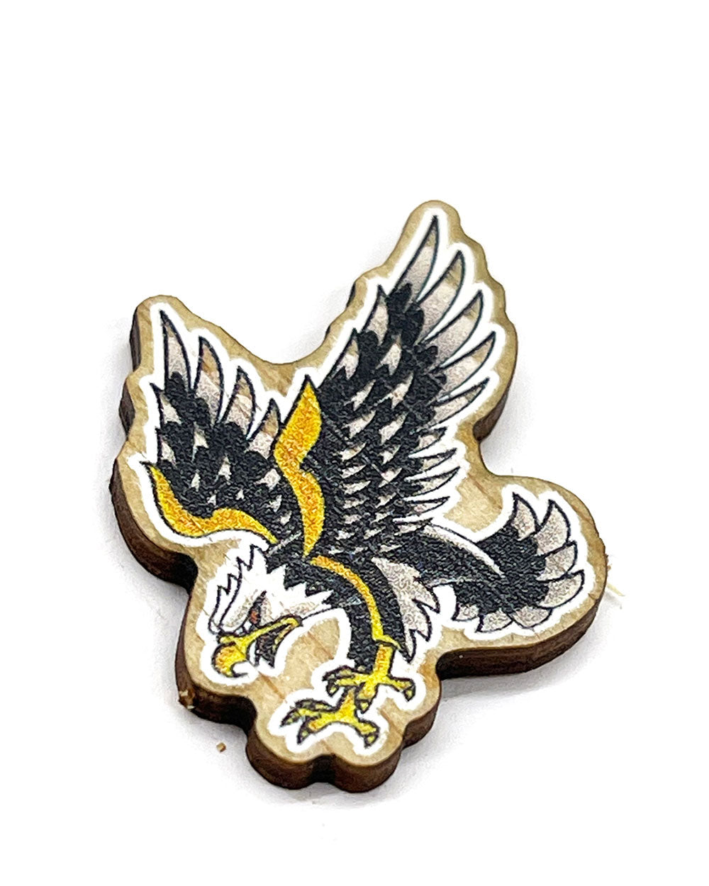 Bald Eagle Wooden Pin - Handcrafted American Flag Lapel Pin - Patriotic Gift for Veterans, Military, and Eagle Lovers - Perfect for 4th of July, Memorial Day & Political Events