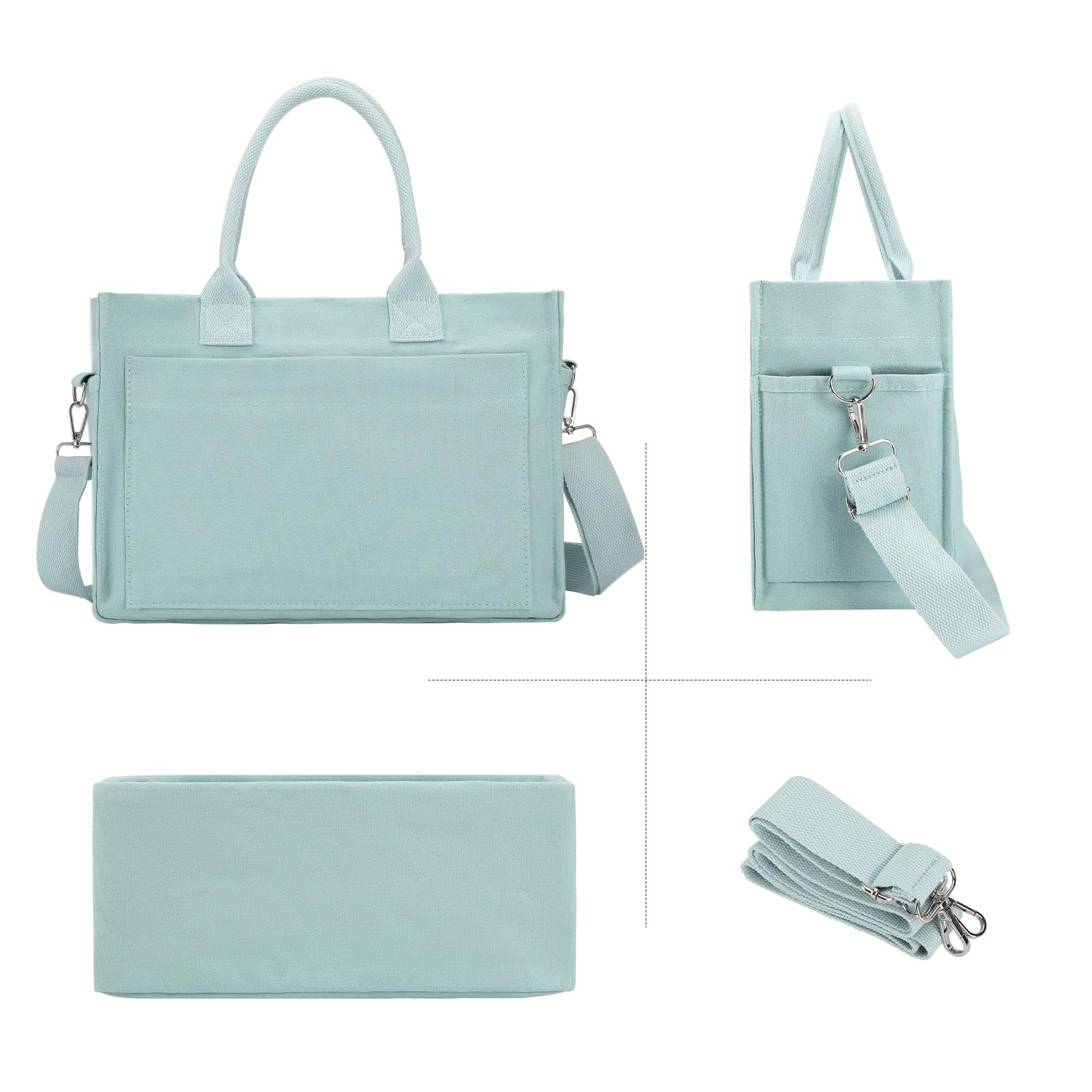 Stylish Canvas Tote Bags for Women - Large Work Tote with Multiple Pockets, Durable Crossbody & Shoulder Handbag - Perfect for Office, Travel, Shopping & Everyday Use