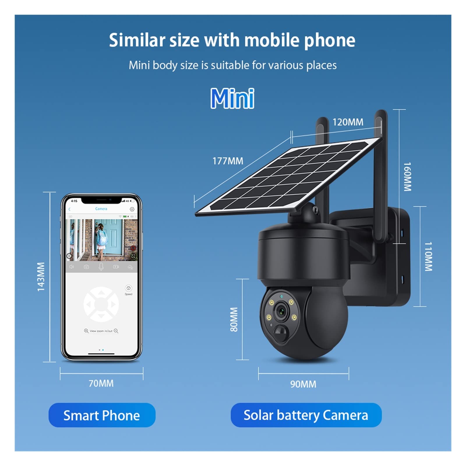 SilteD 5MP Solar Security Camera Outdoor - 4G SIM/WiFi Wireless PTZ IP Camera with 12000mAh Battery, Long Standby for Home Surveillance | Weatherproof Video Monitoring for Yard, Garage & Property Protection