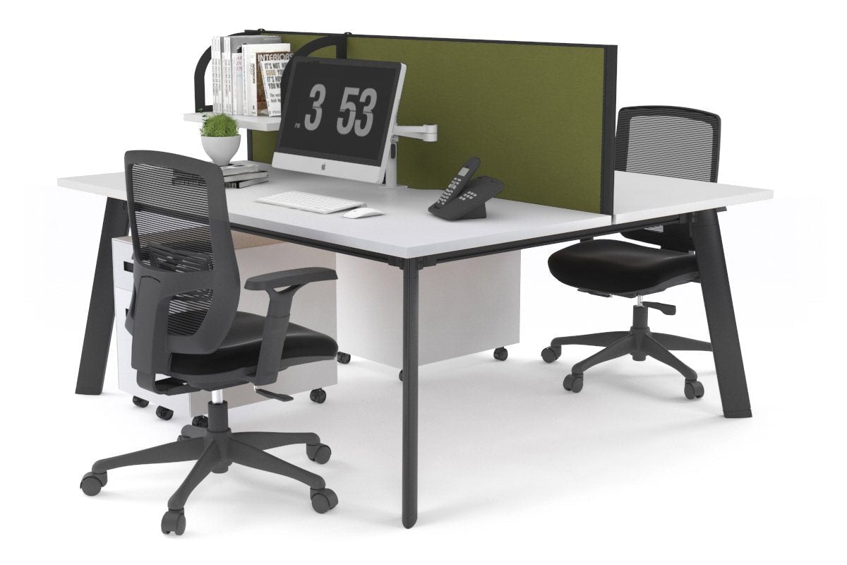 2 Person Workstation with Black Frame - 1200L x 800W Office Desk with Cable Management | Perfect for Home Office, Coworking Spaces & Small Business Teams