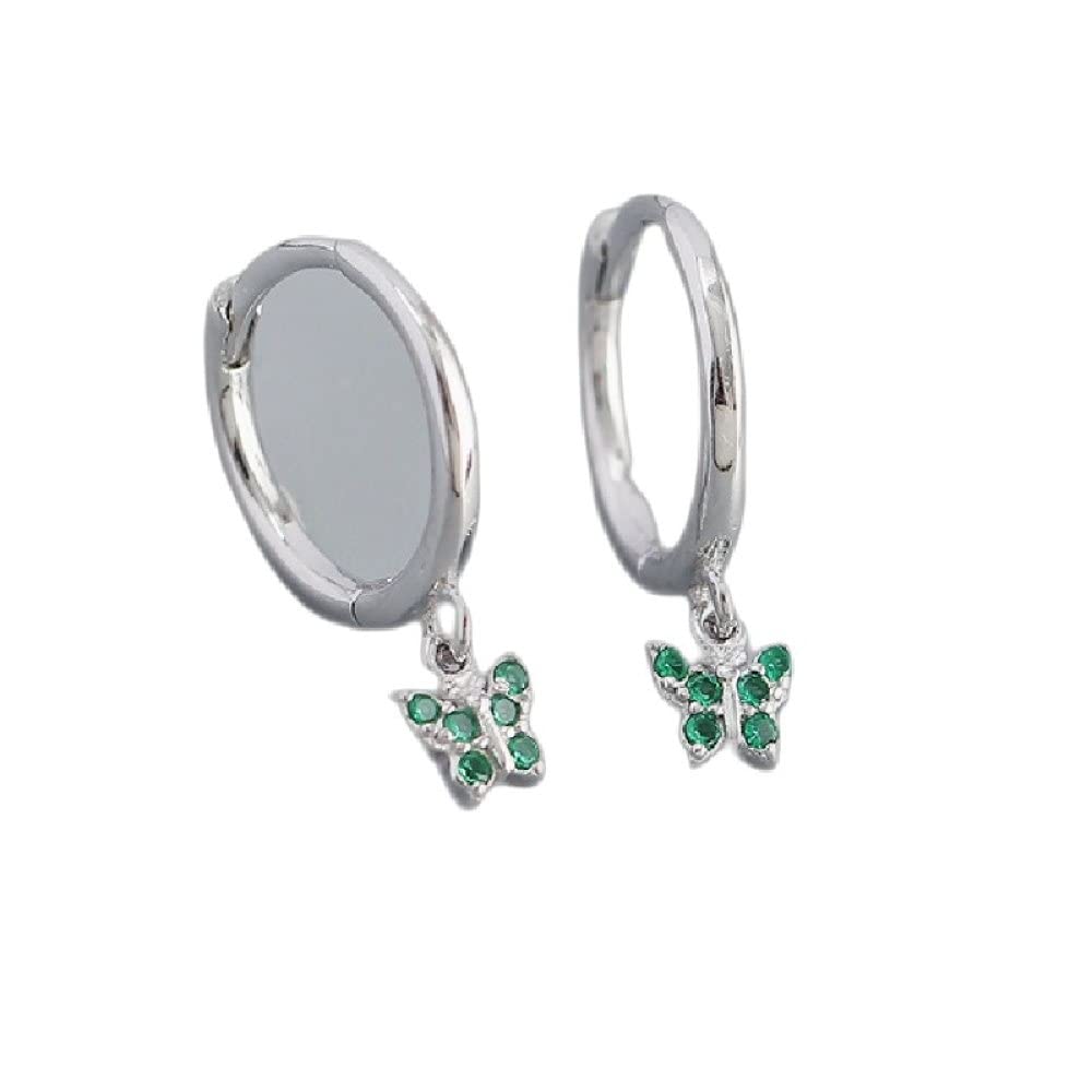 EQCETPF S925 Sterling Silver Butterfly Dangle Earrings for Women - Hypoallergenic Cubic Zirconia Huggie Earrings | Elegant Party, Wedding & Everyday Jewelry Gift