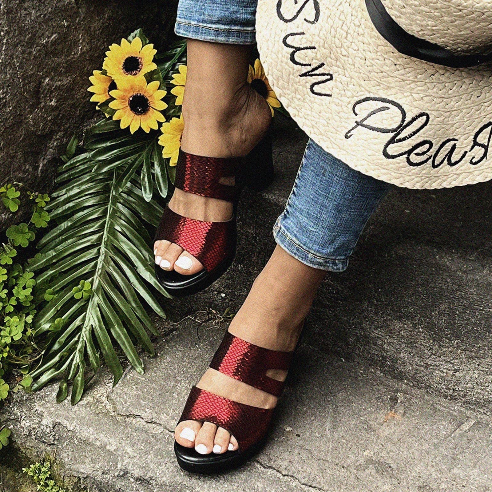 Women's Comfortable Wedge Sandals - Peep Toe Beach Platform Slides for Summer | Casual Outfits, Vacations & Outdoor Activities