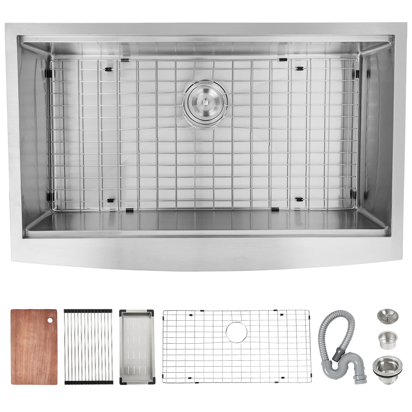 GARVEE 33 Inch Farmhouse Kitchen Sink - 33x22 Stainless Steel Apron Front Single Bowl Sink with Accessories | 16 Gauge Deep Basin for Modern Farmhouse, Rustic & Country Style Kitchens | Perfect for Food Prep, Washing Large Pots & Entertaining