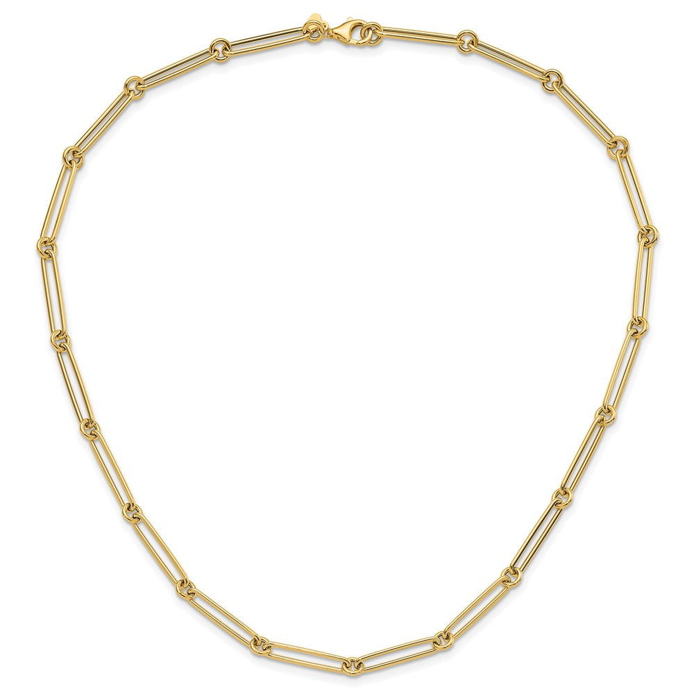 18K Gold Hollow Paperclip Link Necklace - 18 Inch Polished Chain for Women, Model LF1657 | Elegant Layering Piece for Office, Date Night & Special Occasions