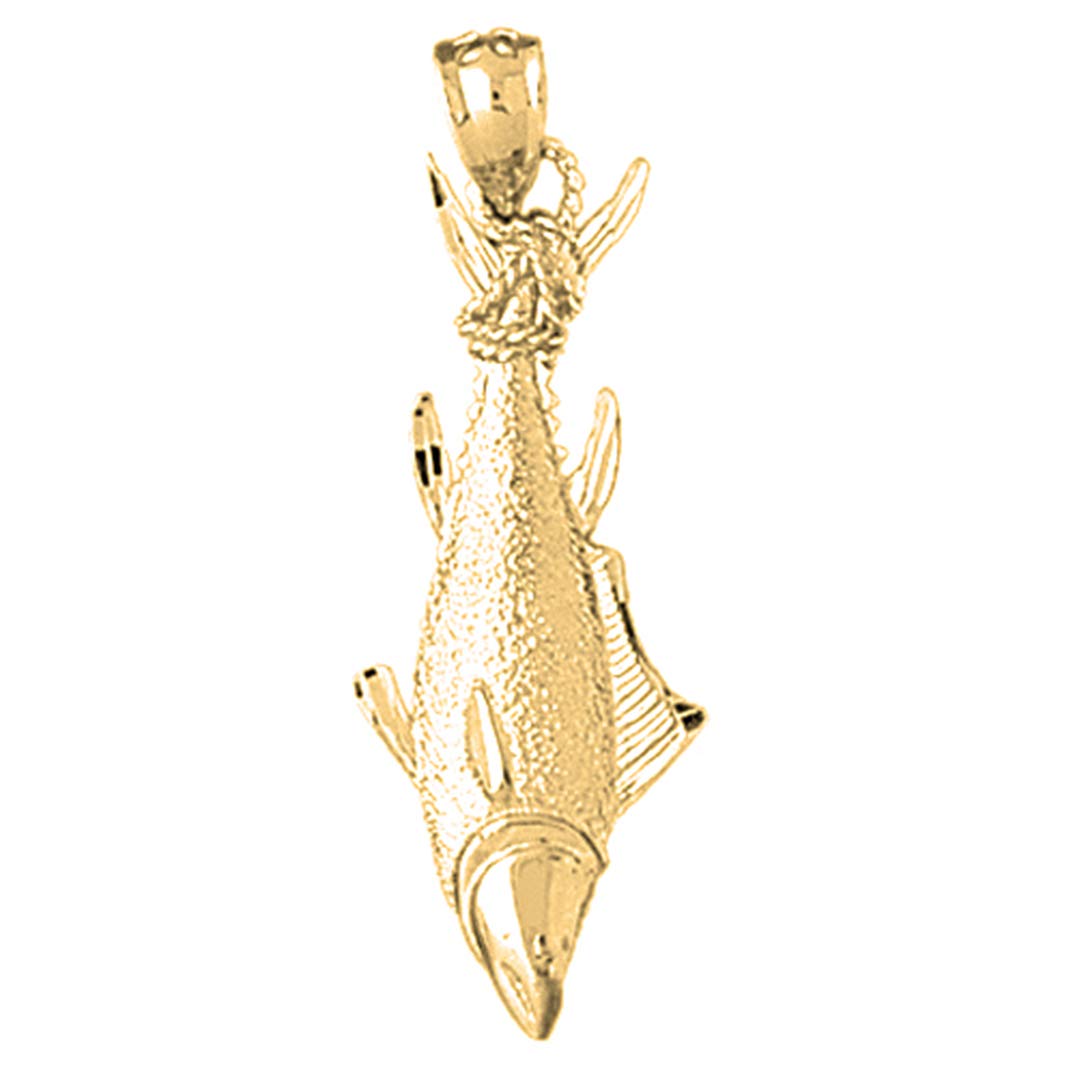 14K Yellow Gold Tuna Pendant Necklace - 35mm Elegant Jewelry for Women, Perfect Gift for Birthday, Anniversary & Special Occasions