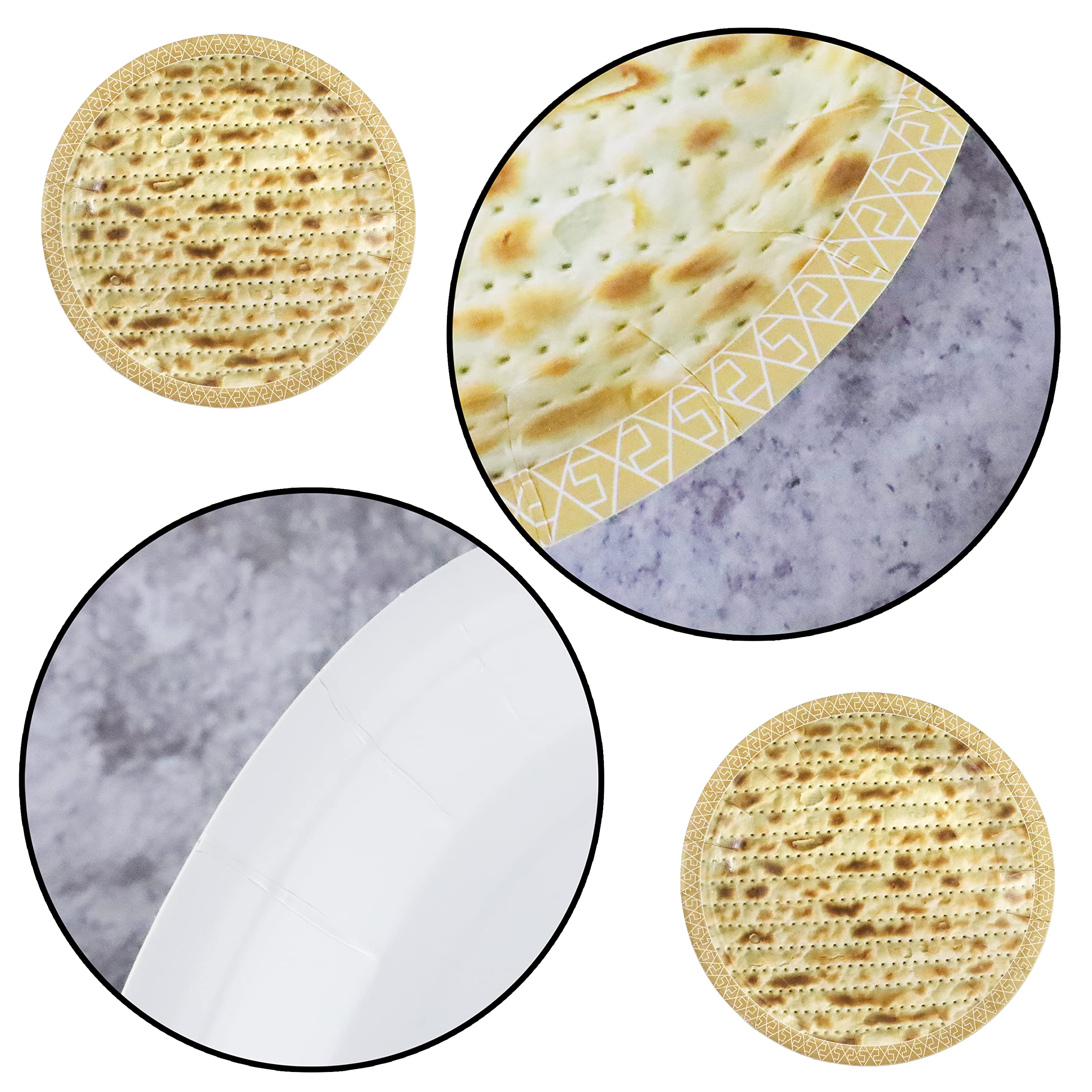 Pandecor 50-Pack Passover Seder Disposable Matzah Design Paper Plates - 7 Inch Elegant Dessert Plates for Jewish Holiday Meals, Perfect for Passover Dinner, Seder Table Setting & Kosher Celebrations