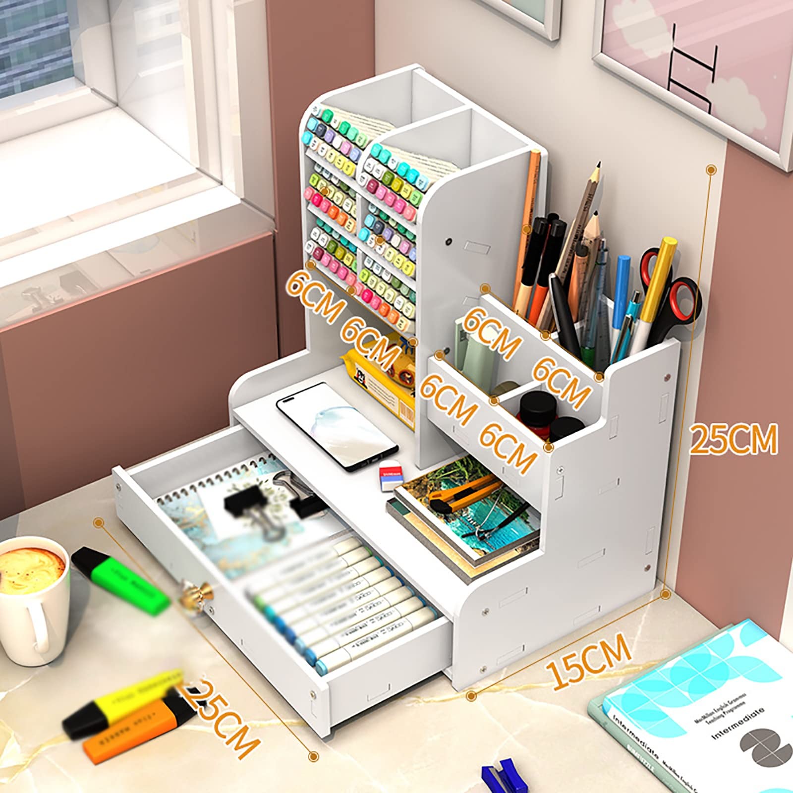 Multifunctional Desktop Pen Organizer Holder - DIY Stationery Storage for School, Office & Home - Perfect for Students, Professionals & Home Workspaces
