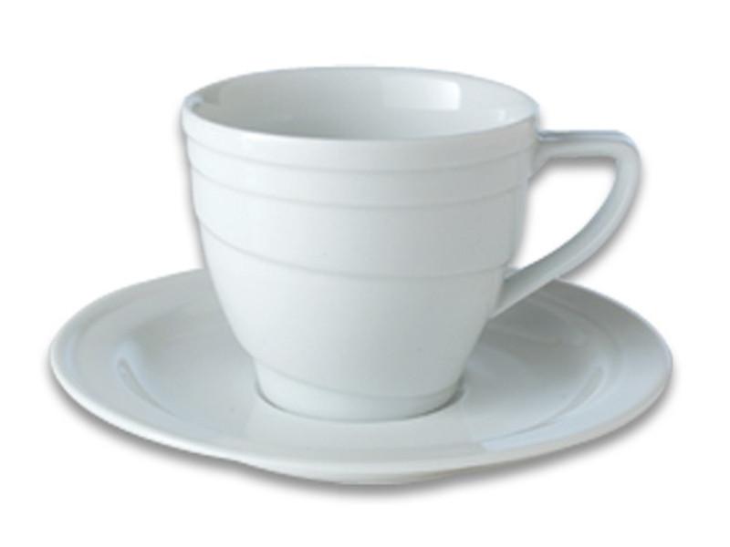 BergHOFF Essentials 4 oz. Porcelain Tea Cup & Saucer Set - Elegant White Coffee Cup for Tea, Espresso & Dessert - Perfect for Home, Cafe & Gift Giving