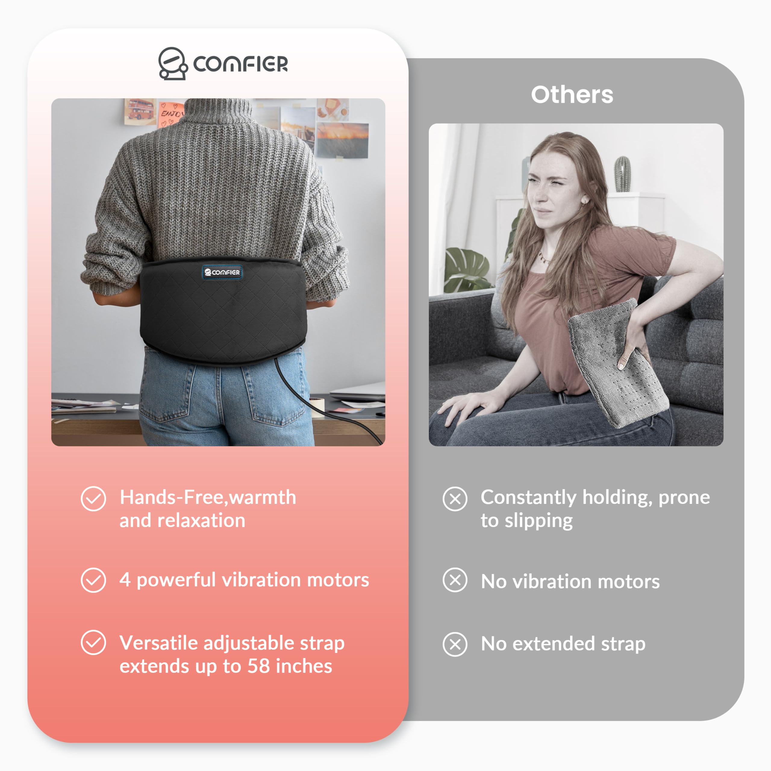 COMFIER Electric Heating Pad with Compression - Foot Massager for Pain Relief, Relaxation & Improved Circulation - Perfect for Home, Office & Travel Use
