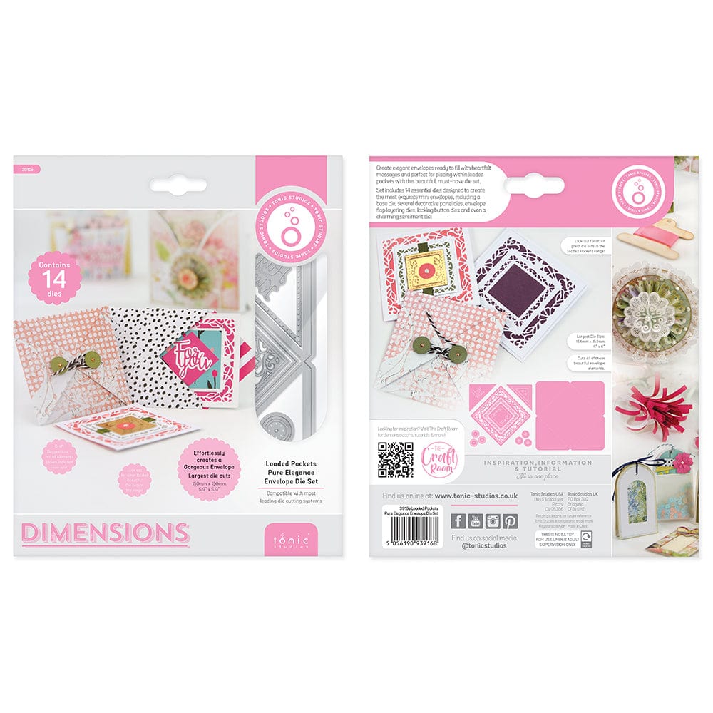 Tonic Studios Loaded Pockets Envelope Die Set Pack 3916E - Perfect for Card Making, Scrapbooking & DIY Paper Crafts