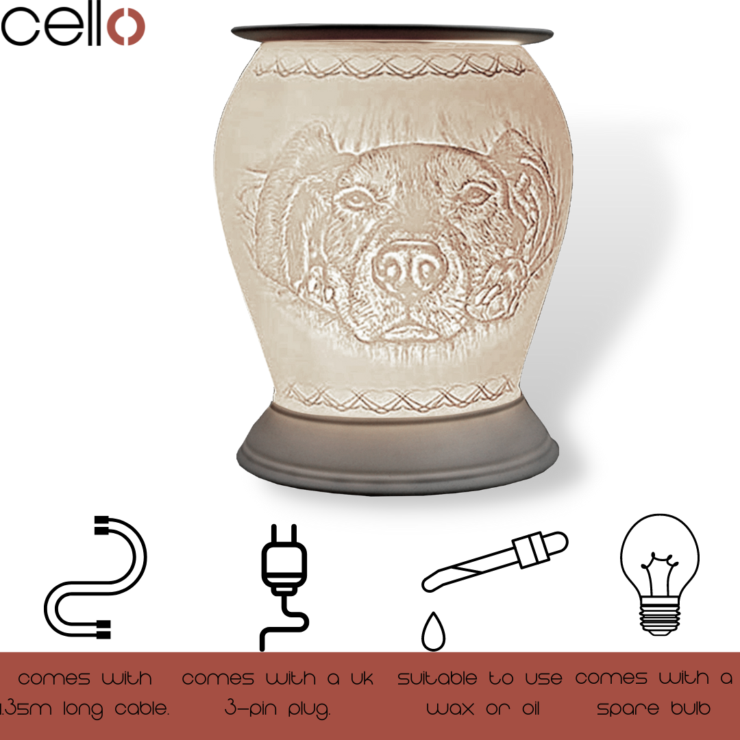 Cello Electric Wax Warmer - Porcelain Barrel Design for Home Aromatherapy, Perfect for Living Room, Bedroom, and Office Use - Dog Lover Gift Idea