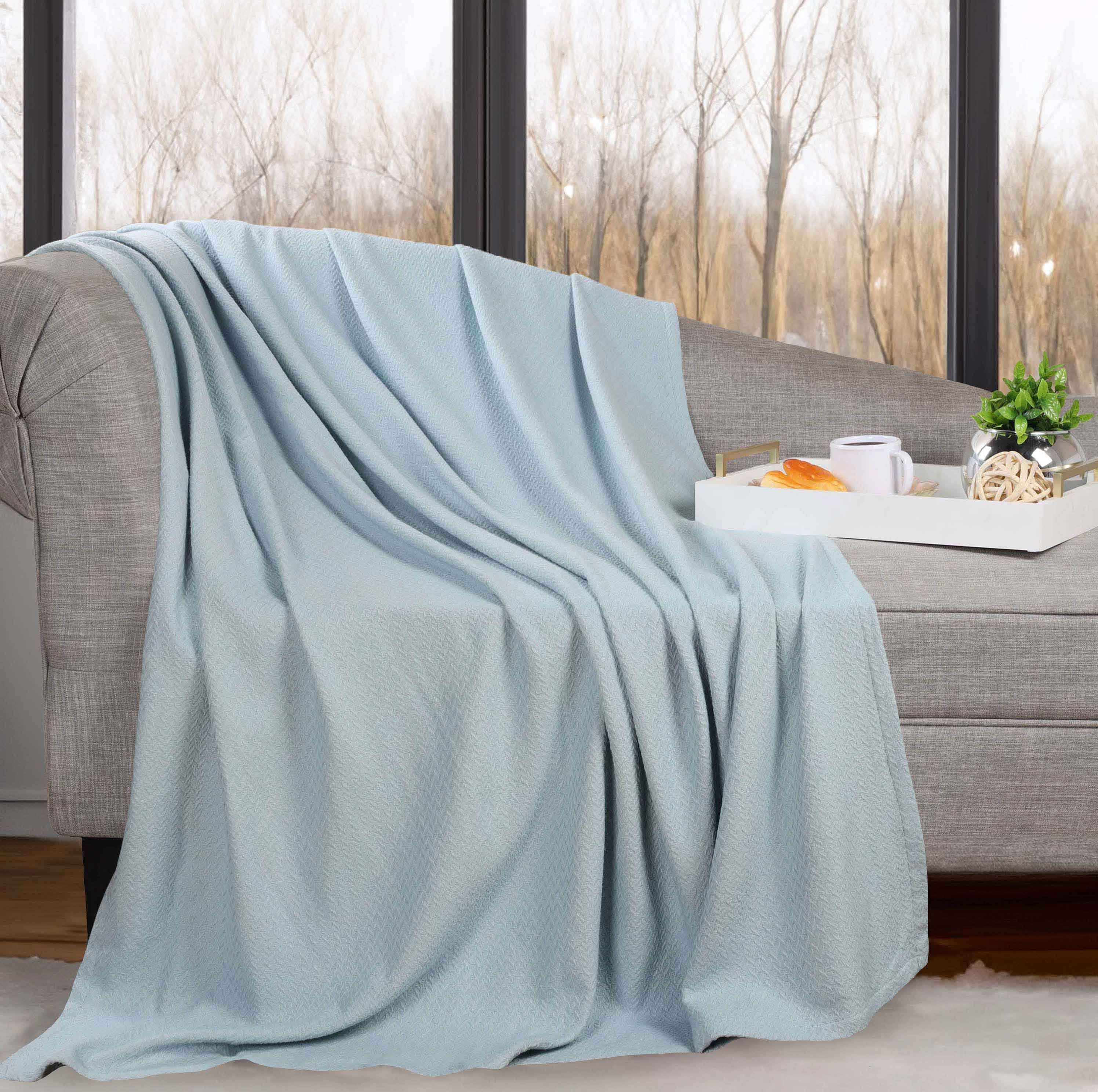 Premium Nobel Cotton Textured Chevron Lightweight Woven Blanket - Soft & Breathable Throw for Sofa, Bed, or Outdoor Picnics - Cozy Home Decor & Travel Companion