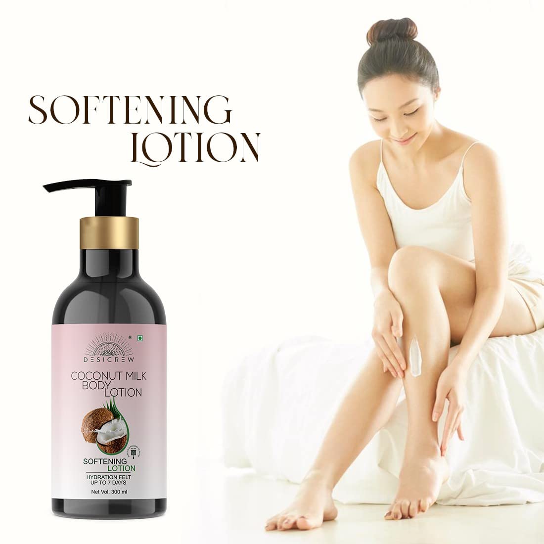 Desi Crew Coconut Milky Moisturizing Body Lotion - Deep Nourishing & Hydrating for Soft, Glowing Skin | Restores Dry Skin | Perfect for Daily Moisturizing After Shower or Before Bed