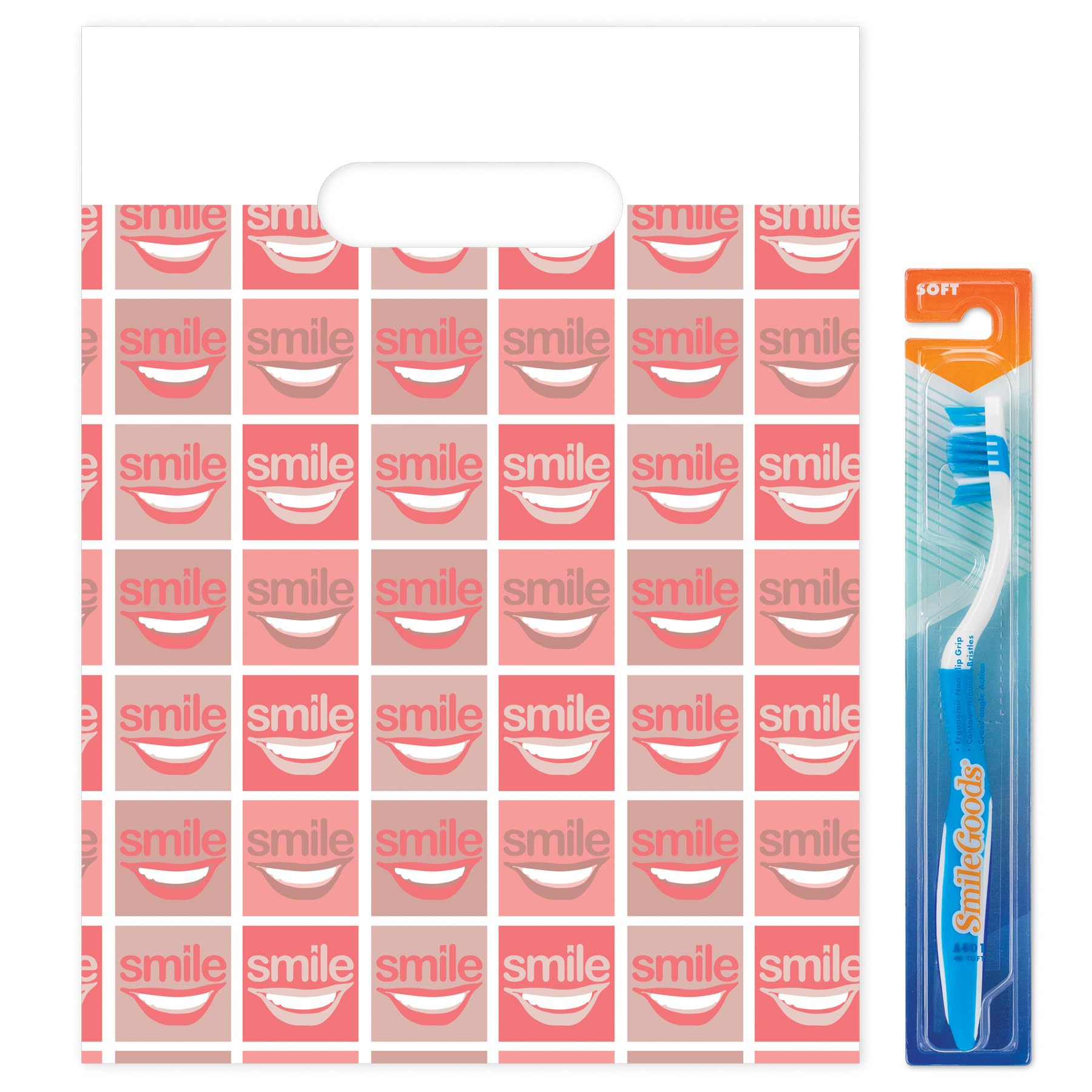 All Smiles Dental Giveaway Bags 9x12 Inches - 100 Pack Bulk Dental Supply for Dentist Office, School Events & Party Favors