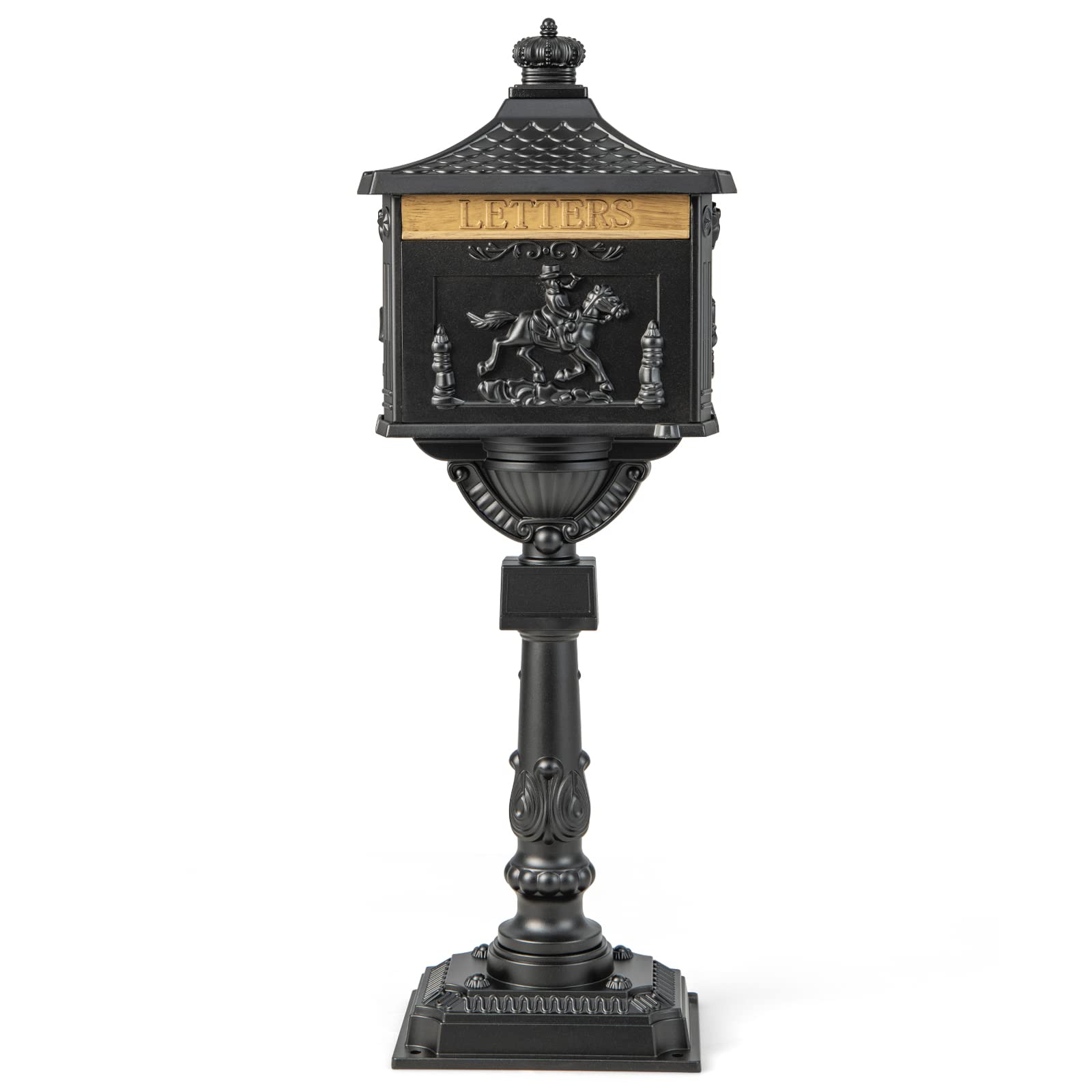 Giantex Black Cast Aluminum Mailbox - Secure Outdoor Mailbox with Lock & Keys for Home Security